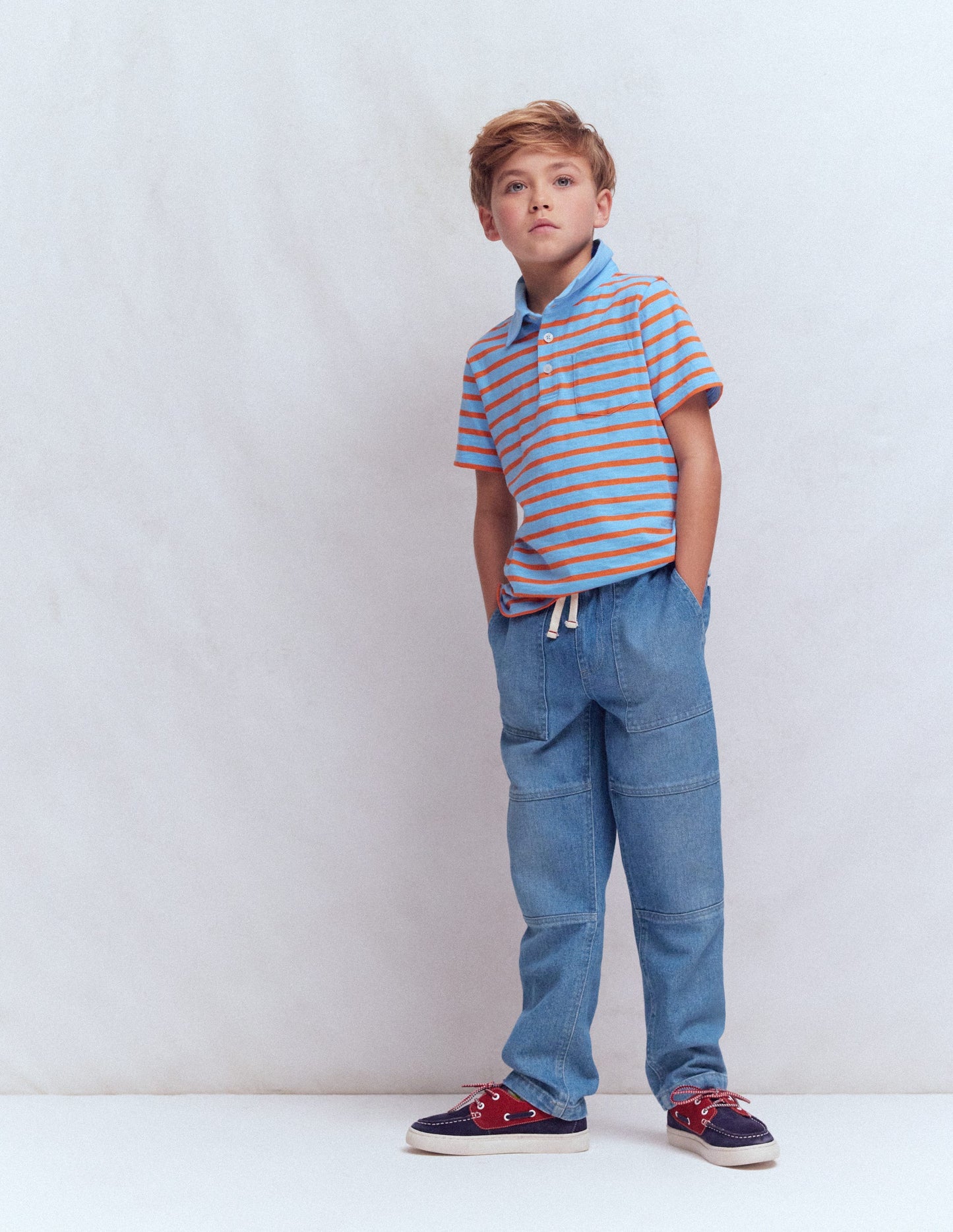 Warrior Knee Jeans-Mid Blue Wash