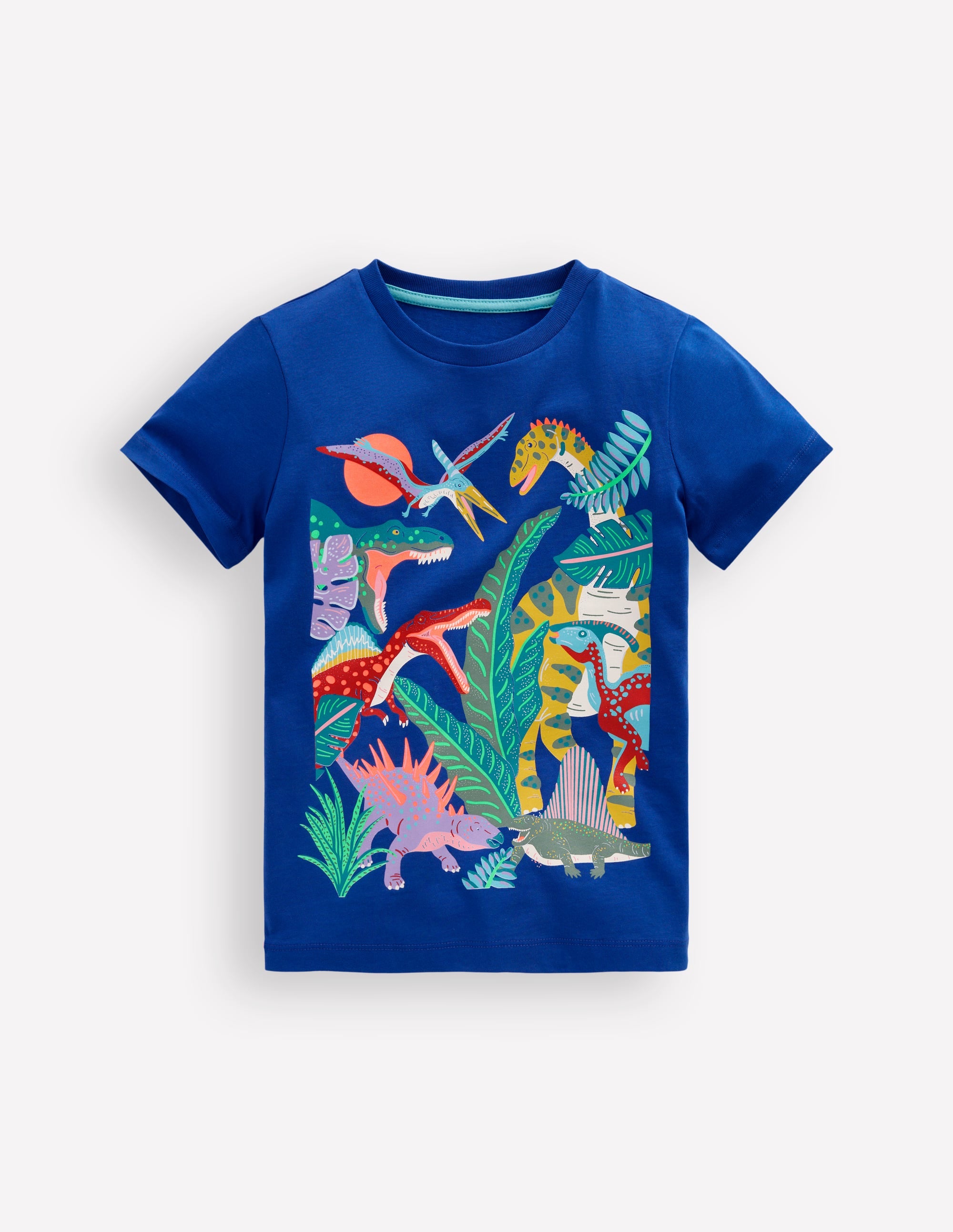 Short Sleeve Graphic T-shirt-Bright Blue Jurasic Era | Boden USA