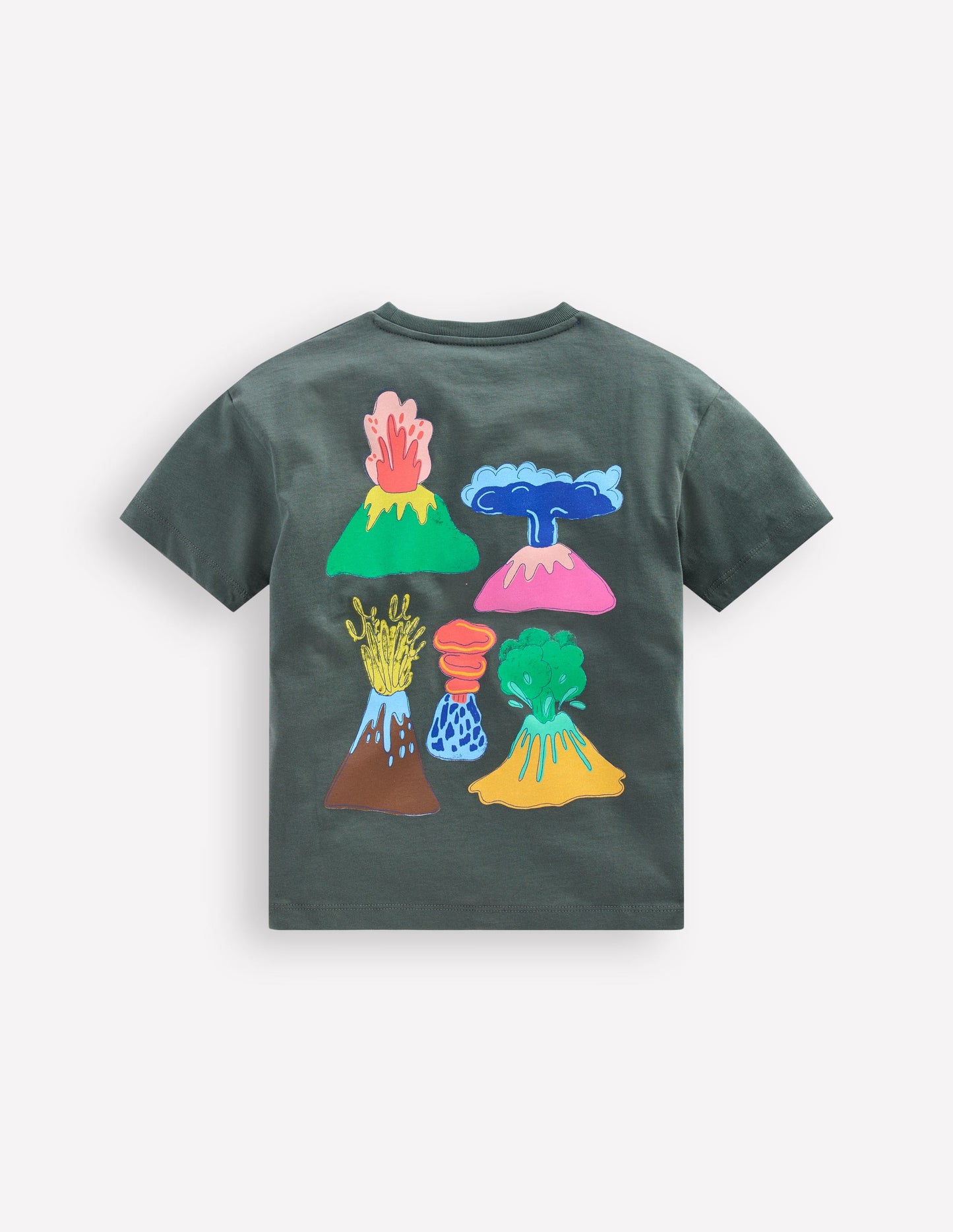 Front & Back Graphic T-shirt-Charcoal Volcanoes