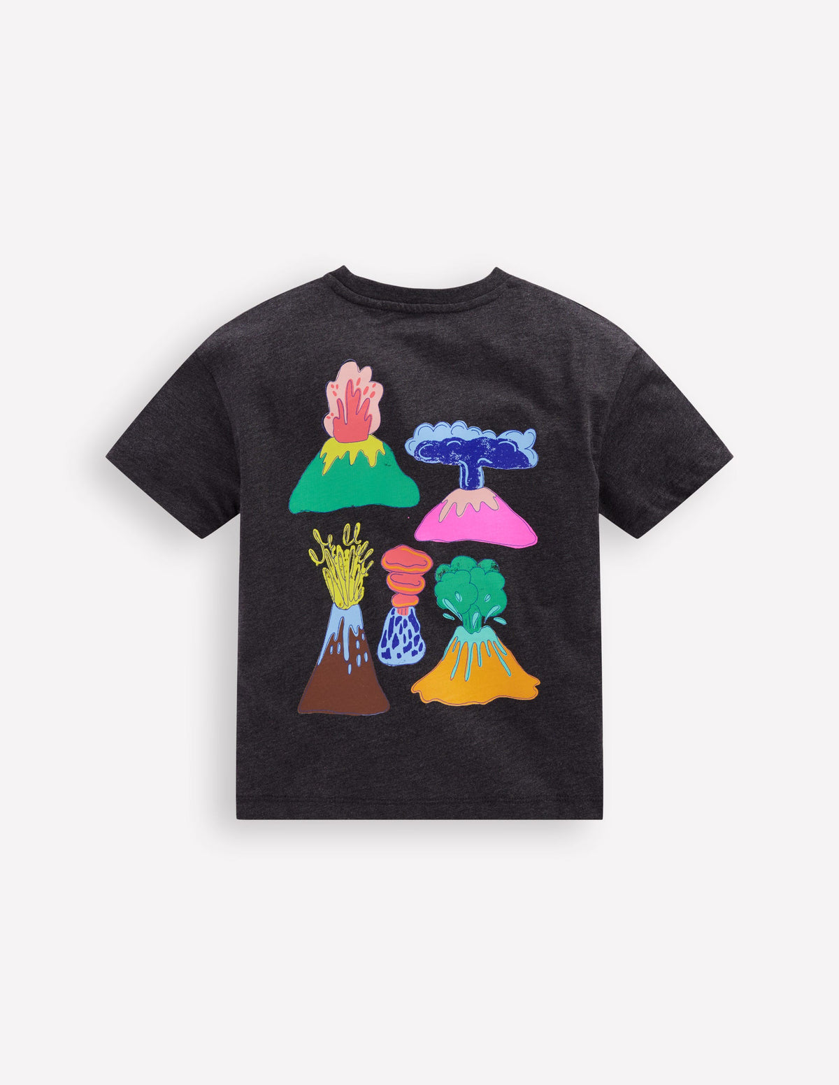 Front & Back Graphic T-shirt-Charcoal Volcanoes - Image 2