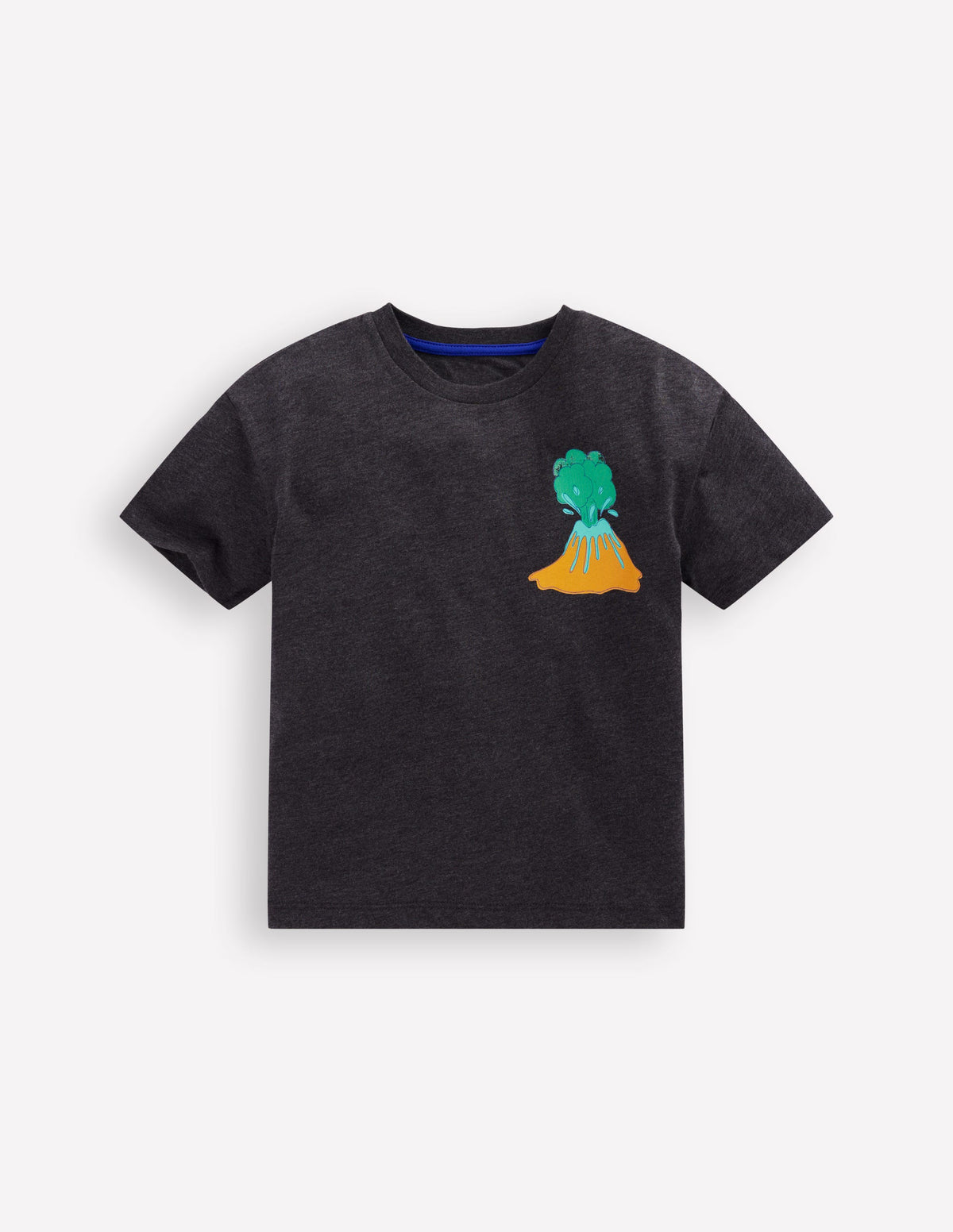 Front & Back Graphic T-shirt-Charcoal Volcanoes - Image 1
