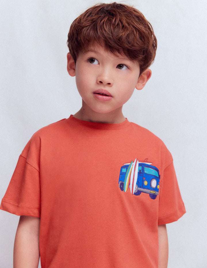 Front & Back Graphic T-shirt-Burnt Sienna Camper Van