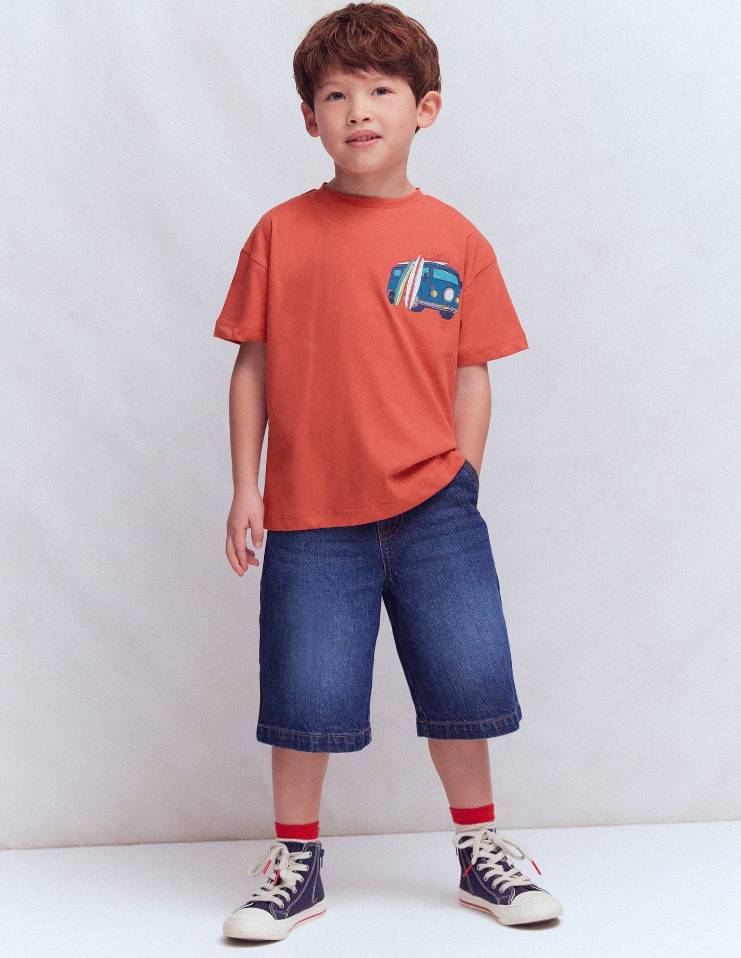 Front & Back Graphic T-shirt-Burnt Sienna Camper Van