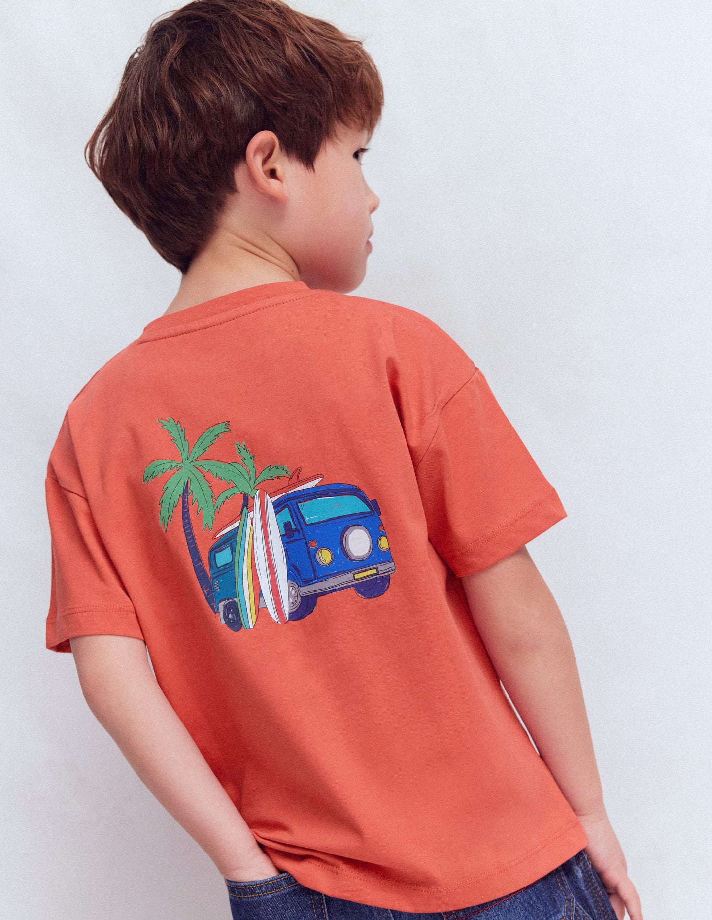 Front & Back Graphic T-shirt-Burnt Sienna Camper Van