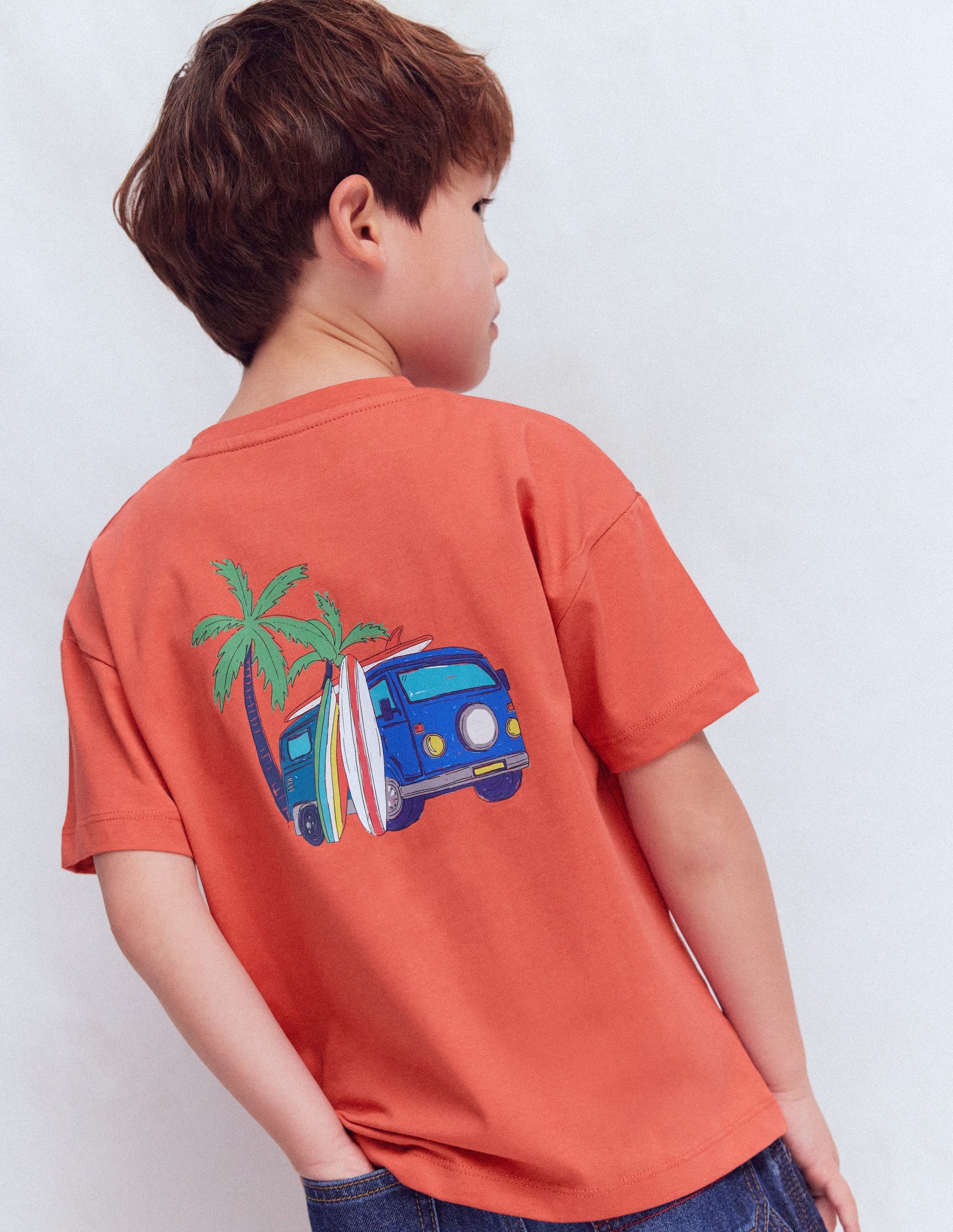 Front & Back Graphic T-shirt-Burnt Sienna Camper Van-3
