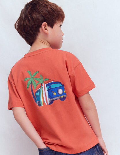 Front & Back Graphic T-shirt-Burnt Sienna Camper Van-3