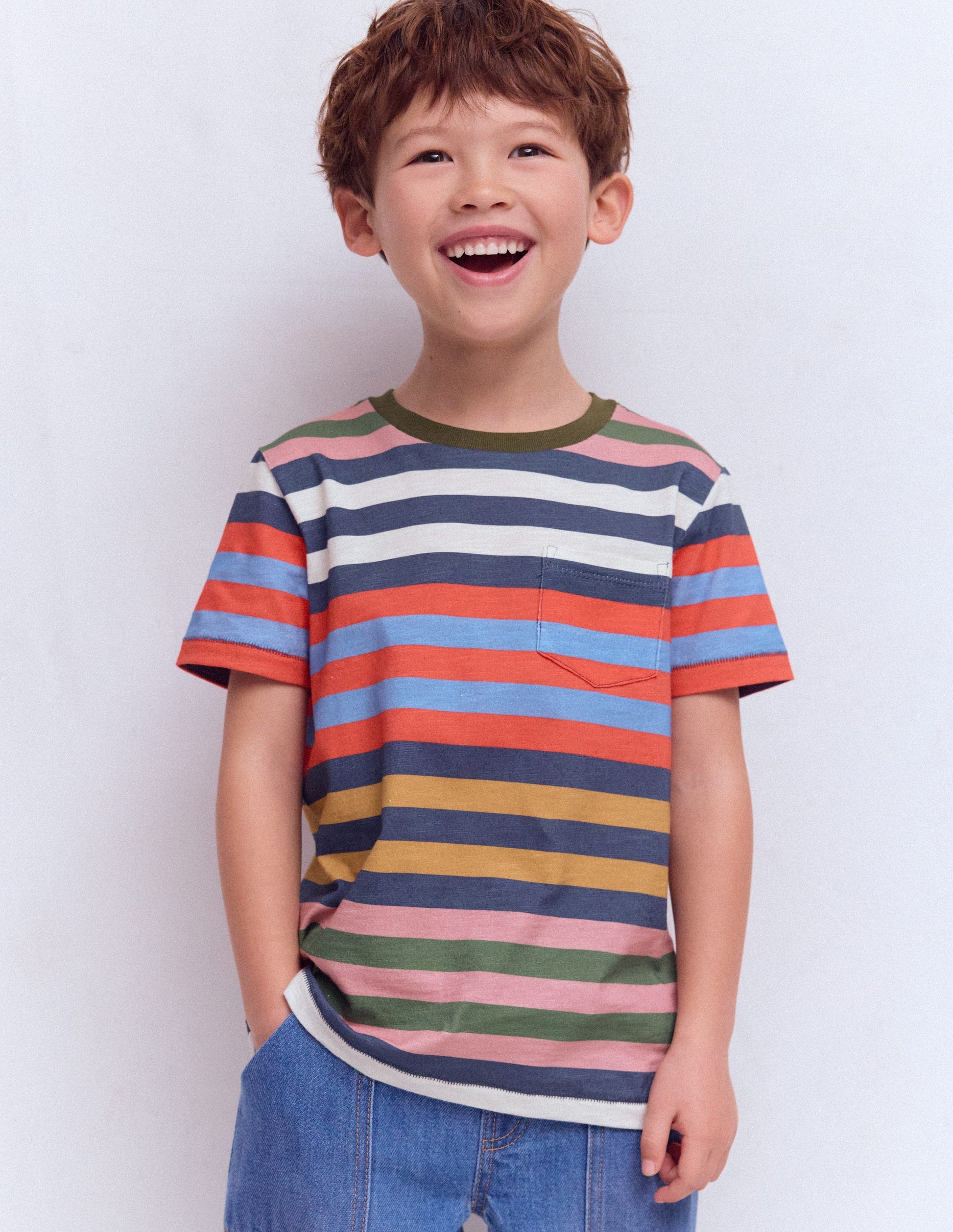Everyday Short Sleeve T-Shirt-Navy, Red and Blue Multistripe-3
