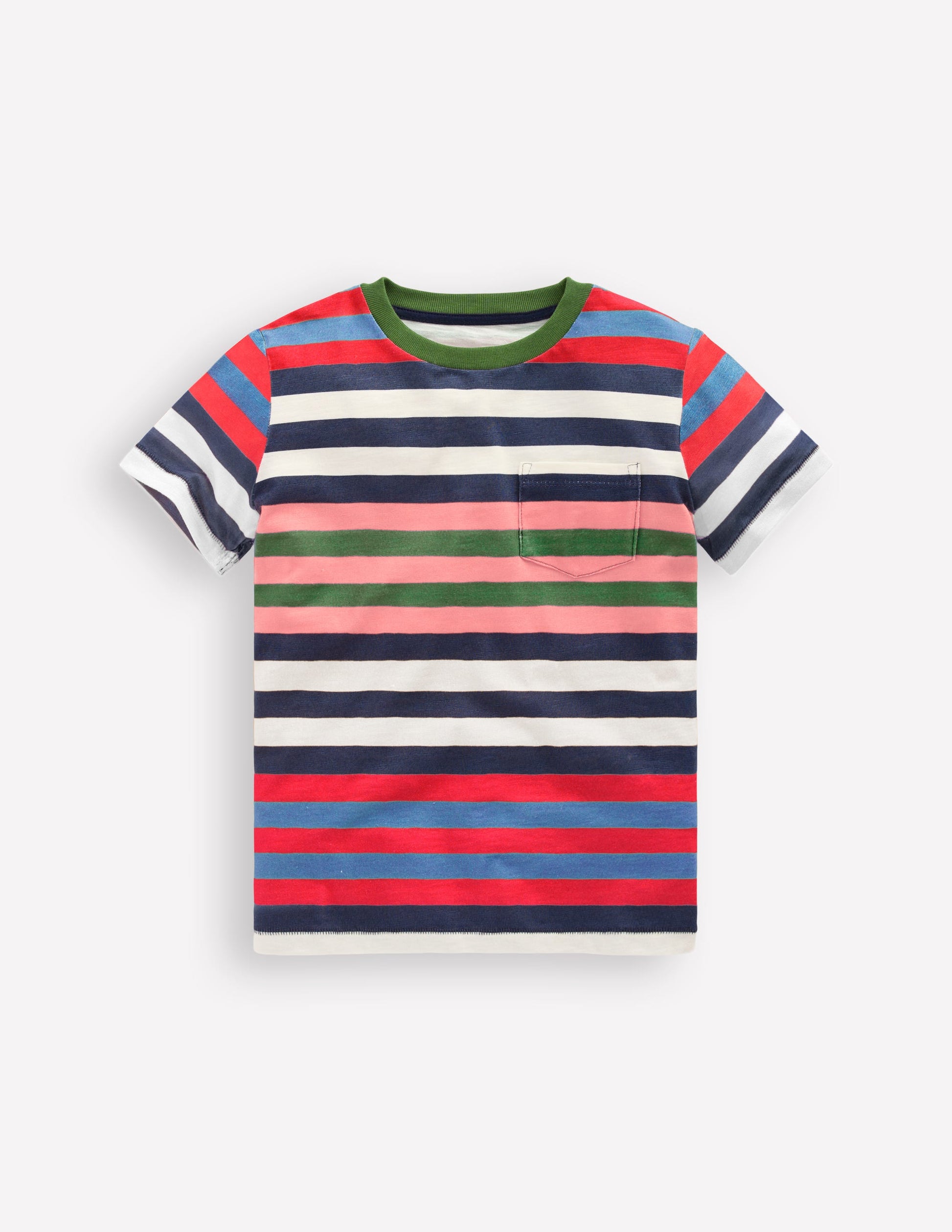 Everyday Short Sleeve T-Shirt-Navy, Red and Blue Multistripe-1