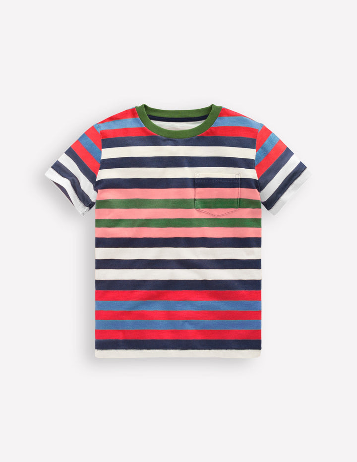 Everyday Short Sleeve T-Shirt-Navy, Red and Blue Multistripe