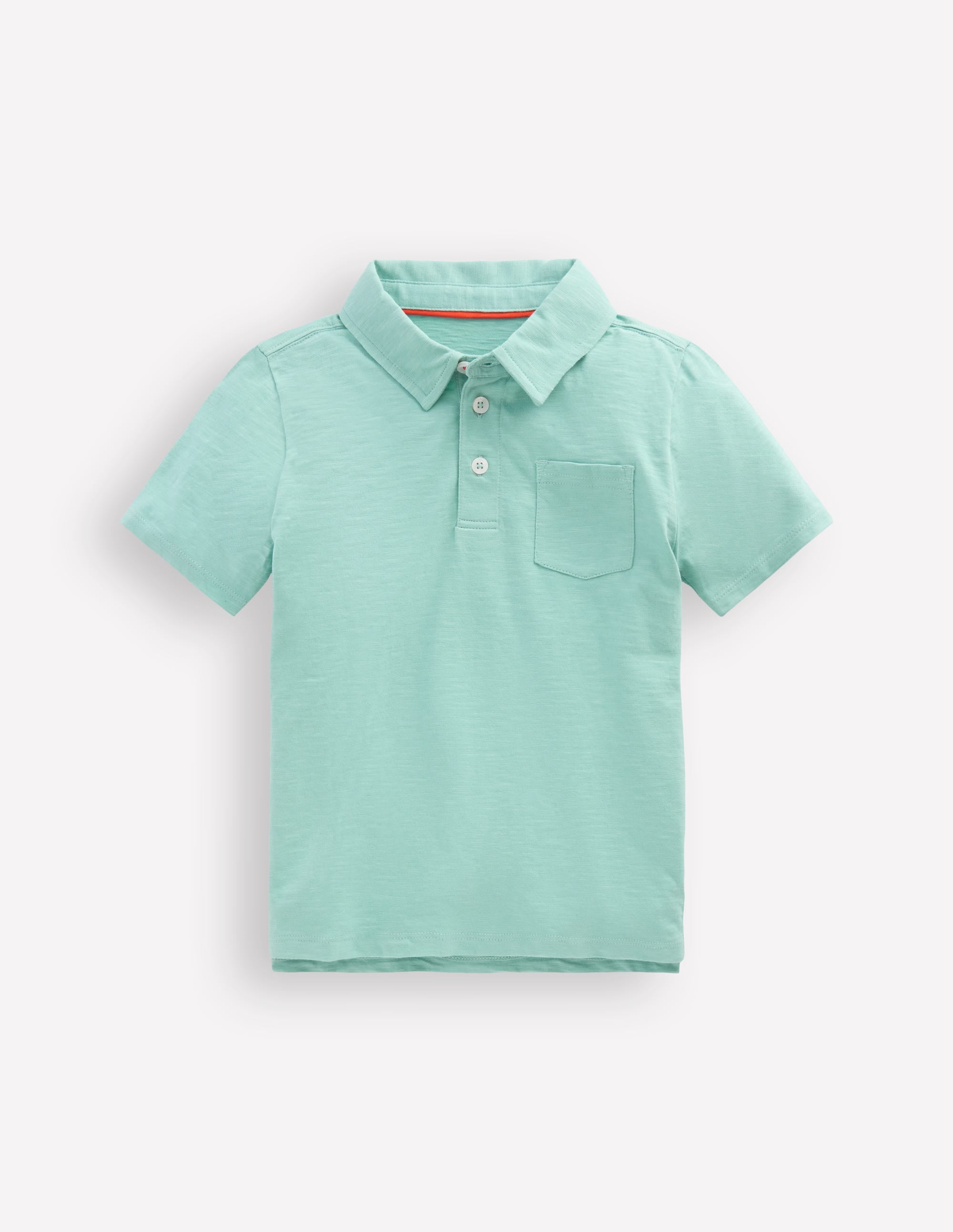 Slub Polo Shirt-Aqua Sea Blue - Image 1