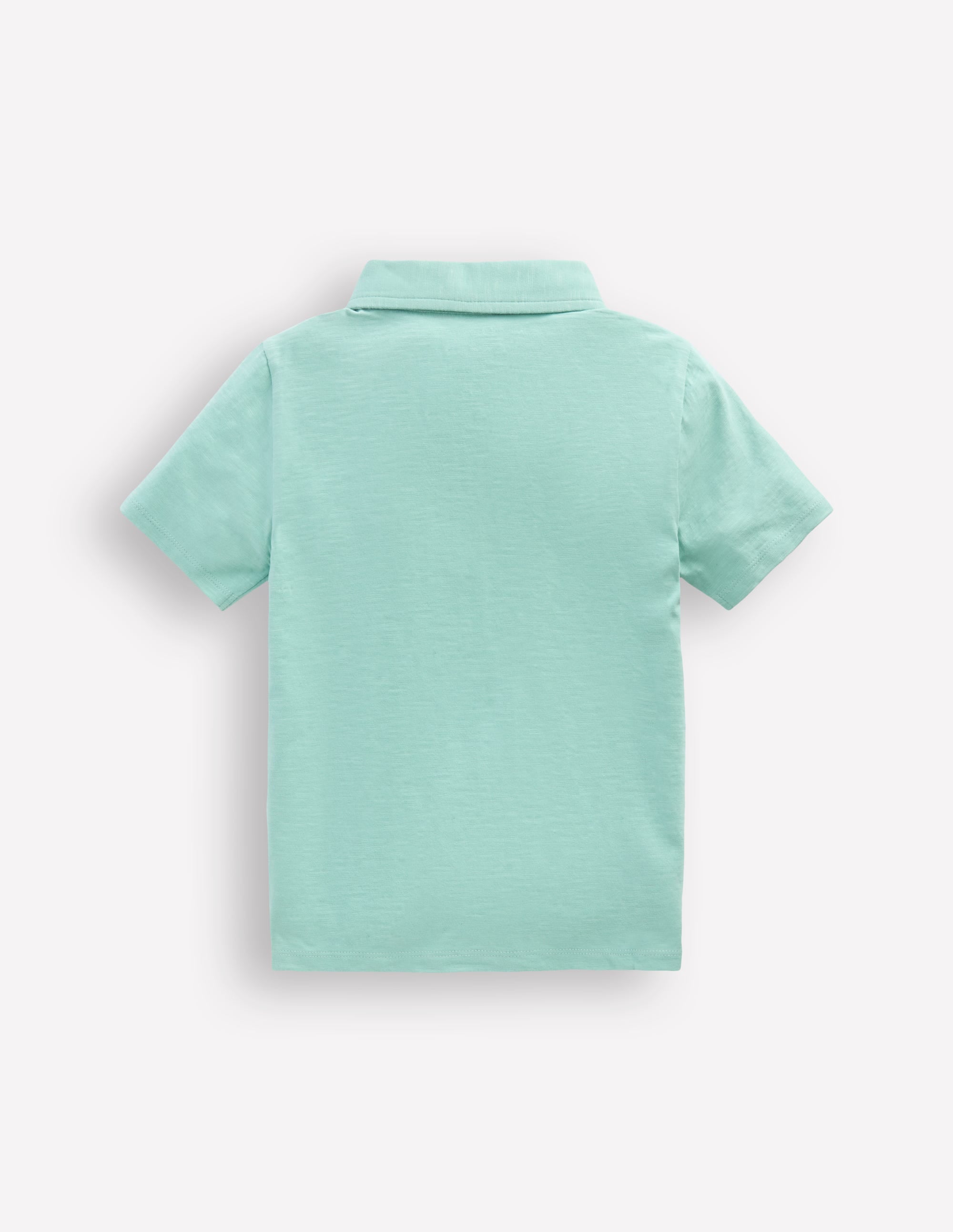 Slub Polo Shirt-Aqua Sea Blue - Image 2