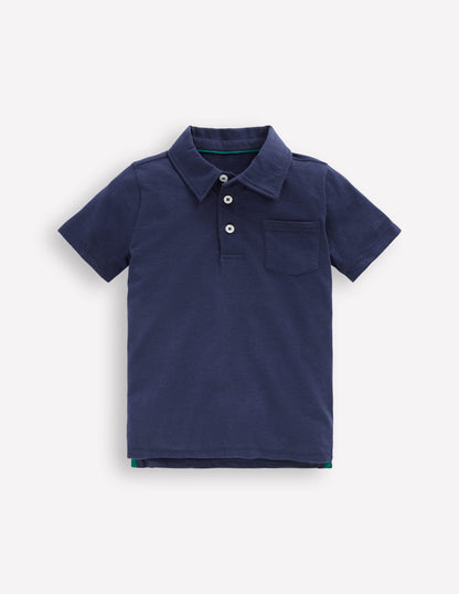 Slub Polo Shirt-Blue Marl-2