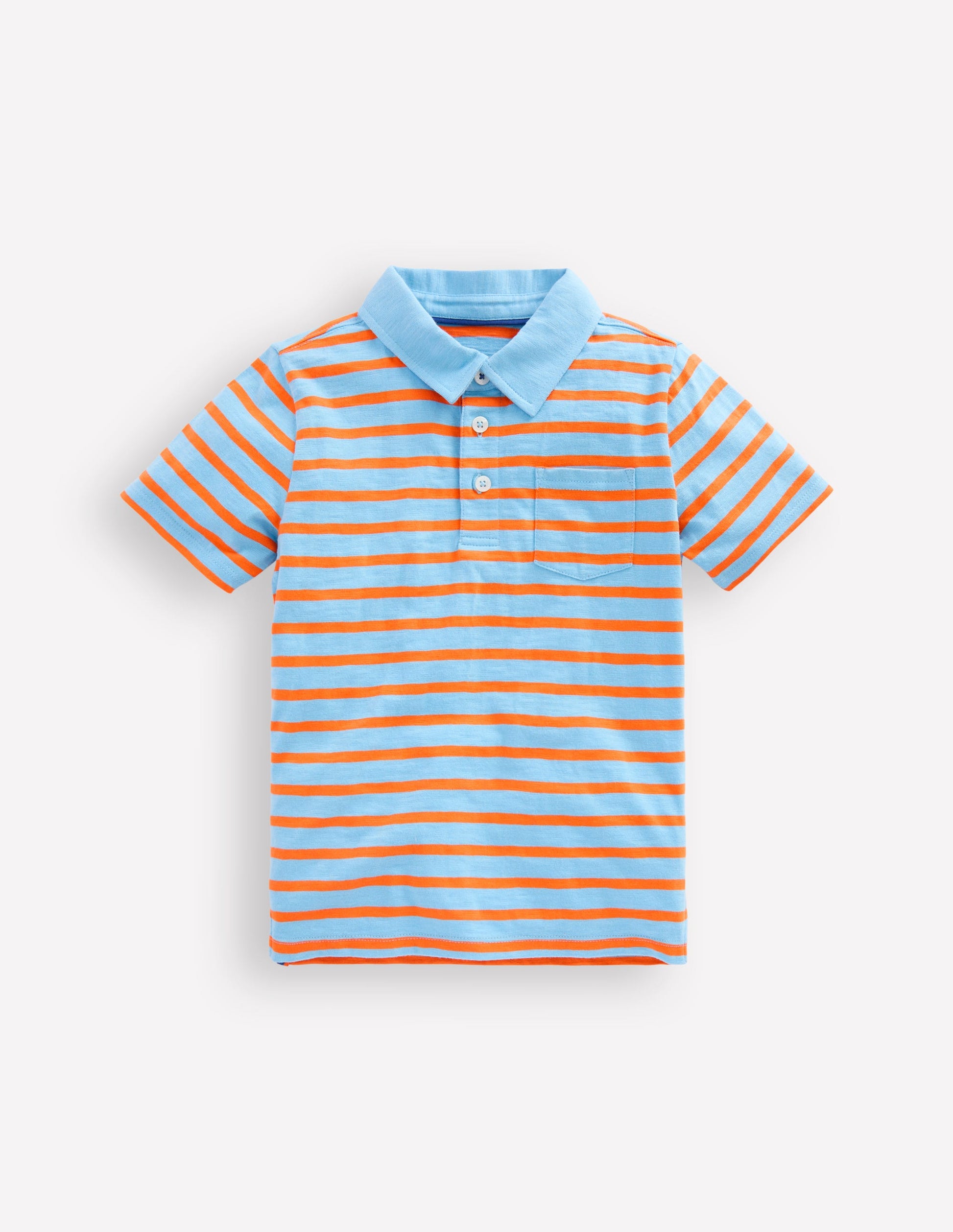 Slub Polo Shirt-Glacier Blue/ Firecracker Red-1