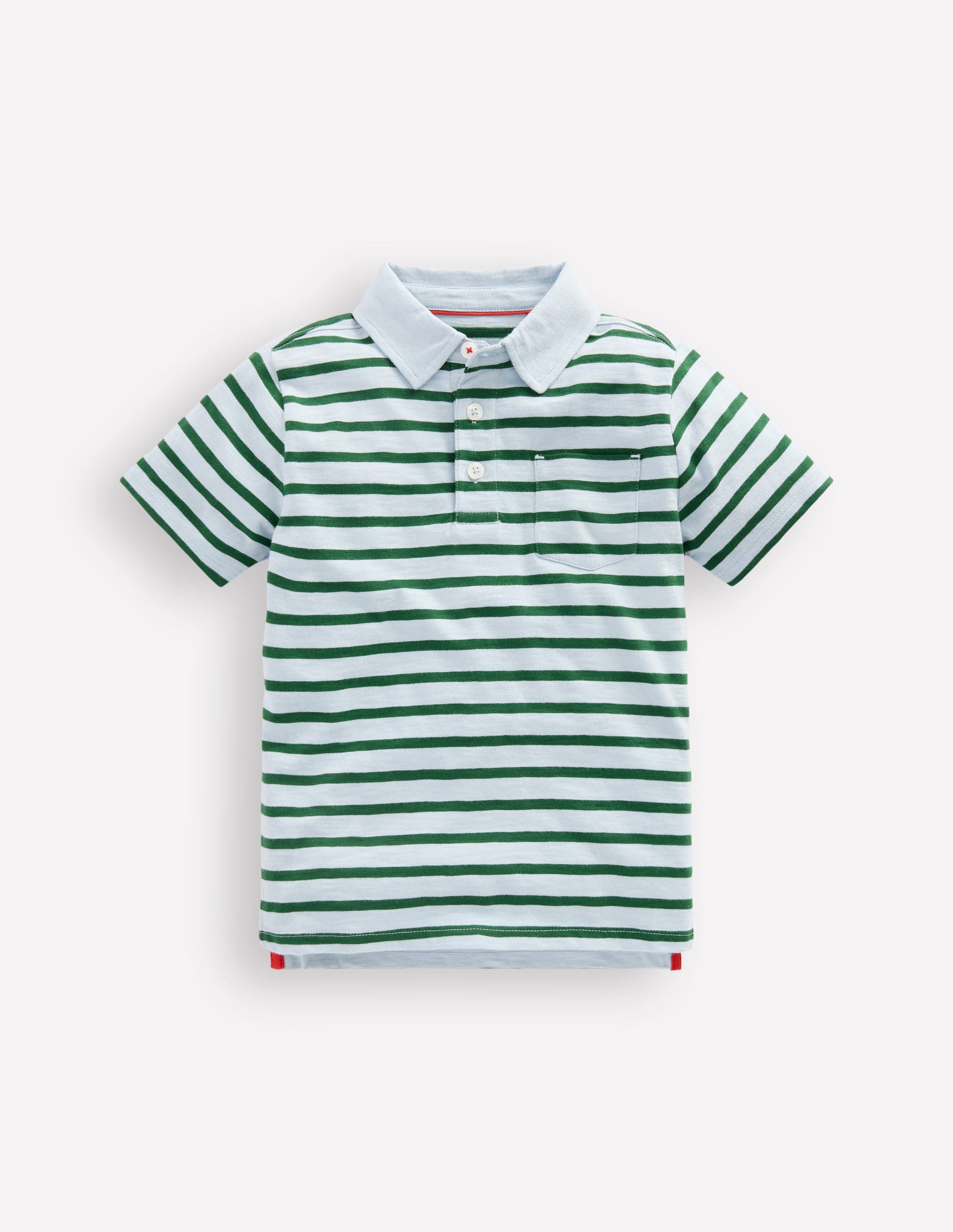 Slub Polo Shirt-Misty Blue/ Pine Green-4