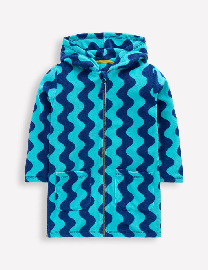 Towelling Zip-Up Throw-On-Blue Waves