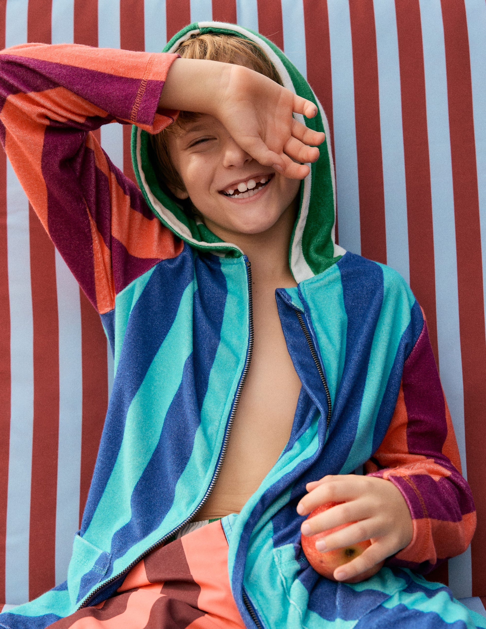 Towelling Zip-Up Throw-On-Hotch Stripe-1