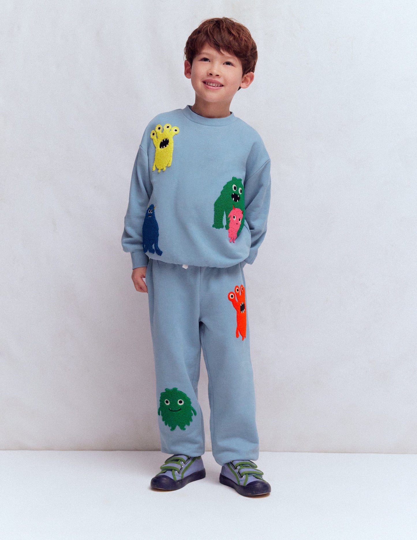 Fun Sweatpants-French Blue Monster Applique