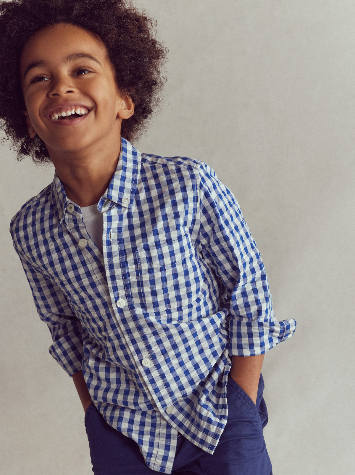Cotton Shirt-Blue Gingham - Image 1