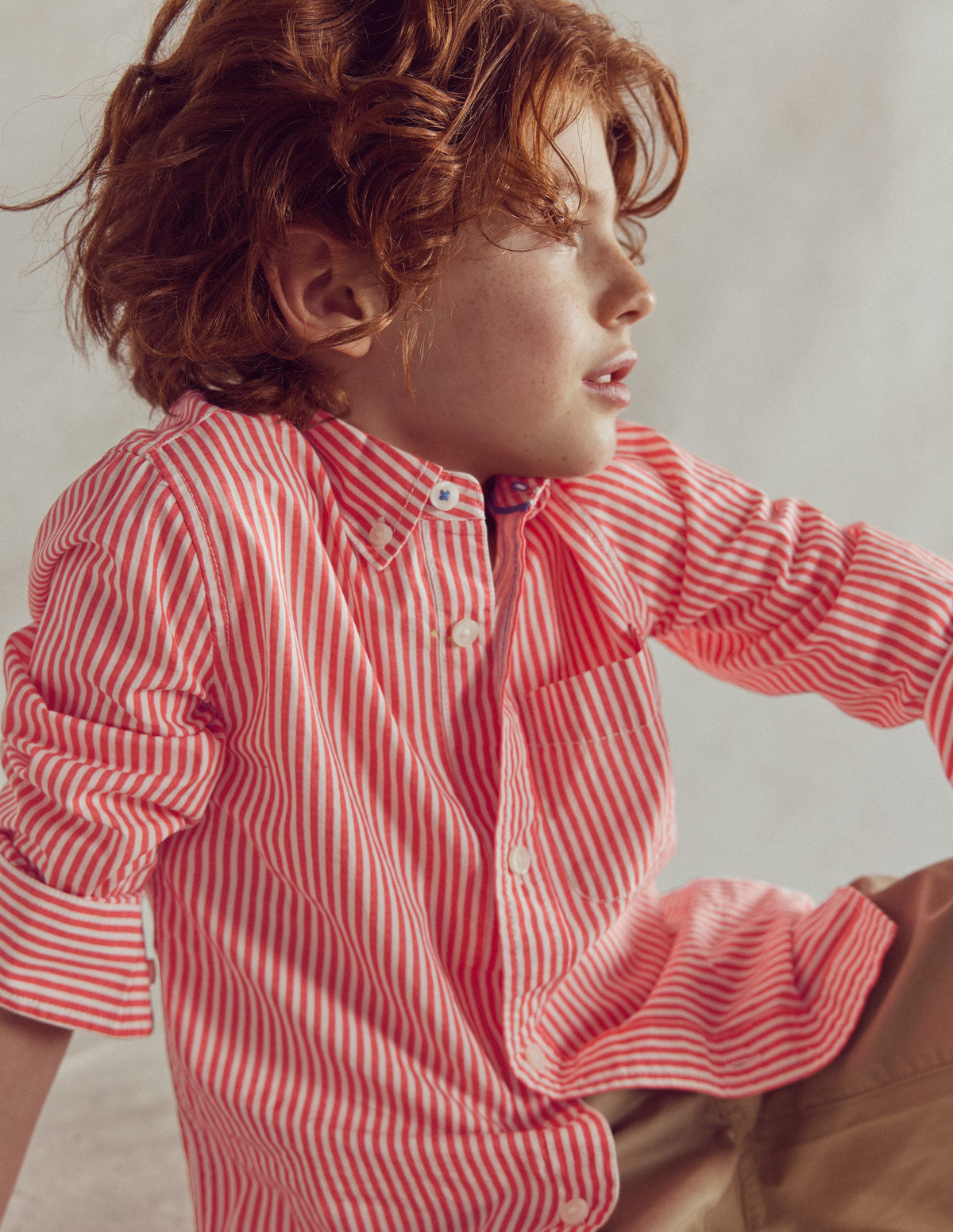 Cotton Shirt-Red Ticking - Image 1