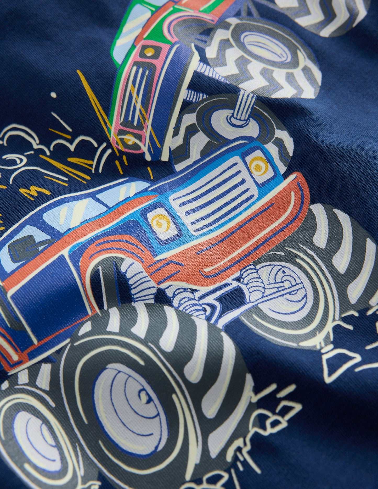 Glow-In-The-Dark T-shirt-Medieval blue Monster trucks
