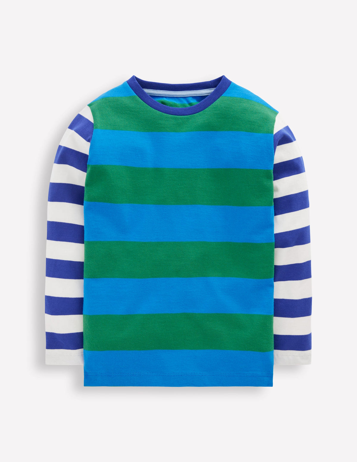 Long Sleeve Hotchpotch T-shirt-Blue/Green/Orange - Image 1