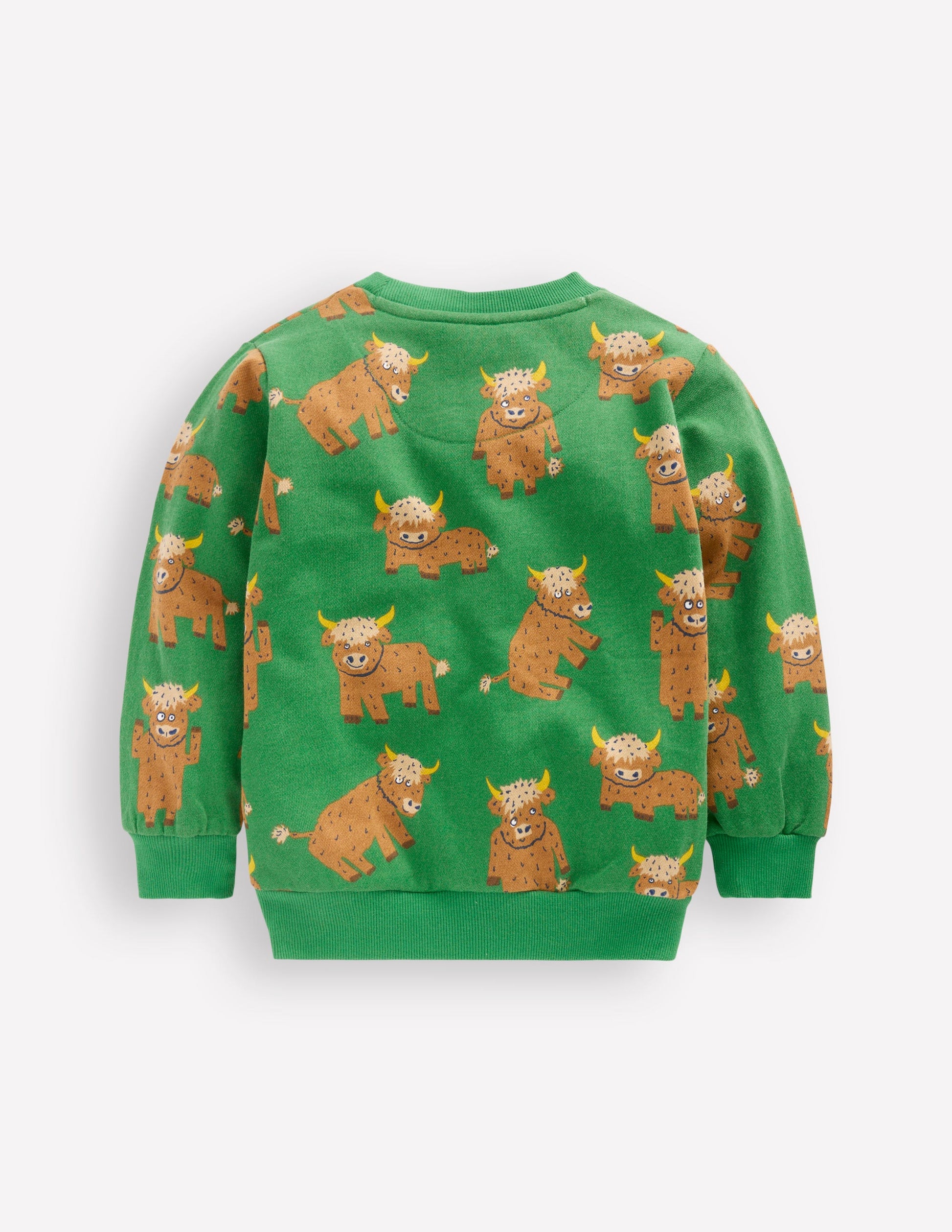 Everyday Printed Sweatshirt-Green Highland Cows-2