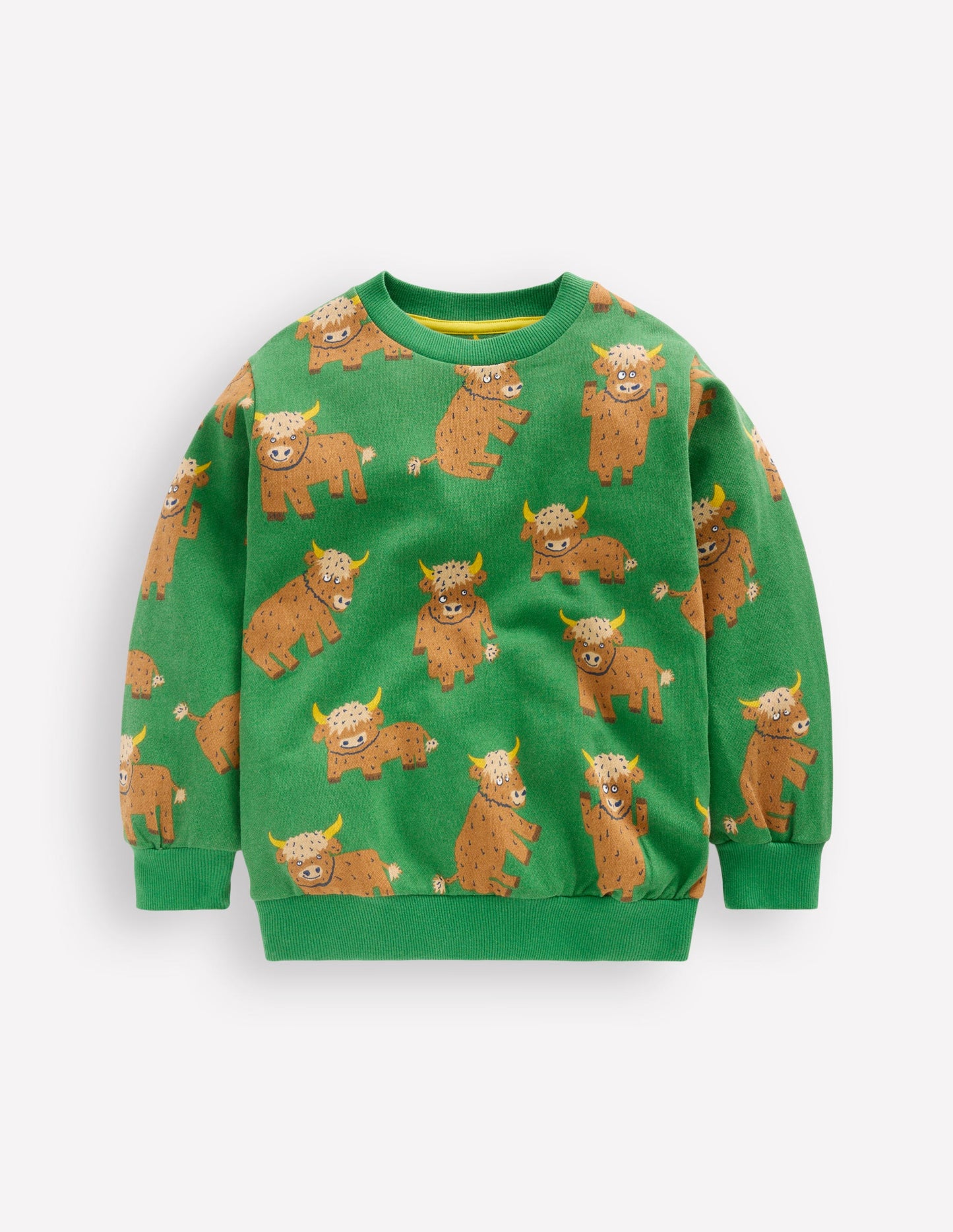 Everyday Printed Sweatshirt-Green Highland Cows