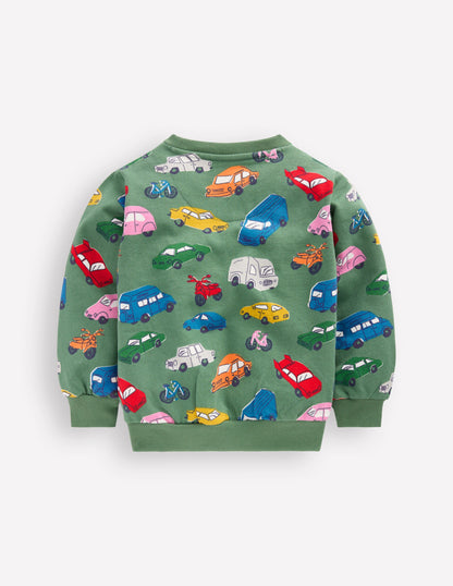 Everyday Printed Sweatshirt-Willow Green Traffic Jam-2