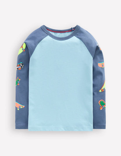 Printed Sleeve Raglan T-shirt-Blue Weekend Skateboards-3