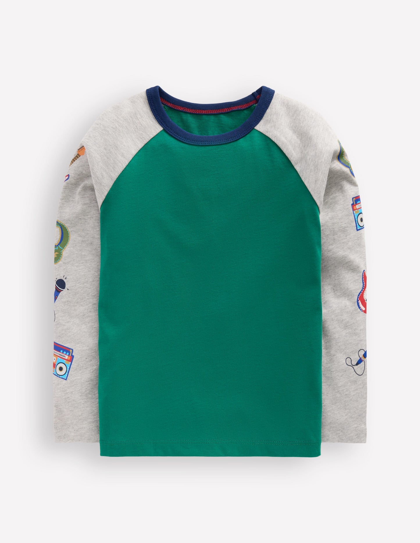 Printed Sleeve Raglan T-shirt-Green Weekend Print