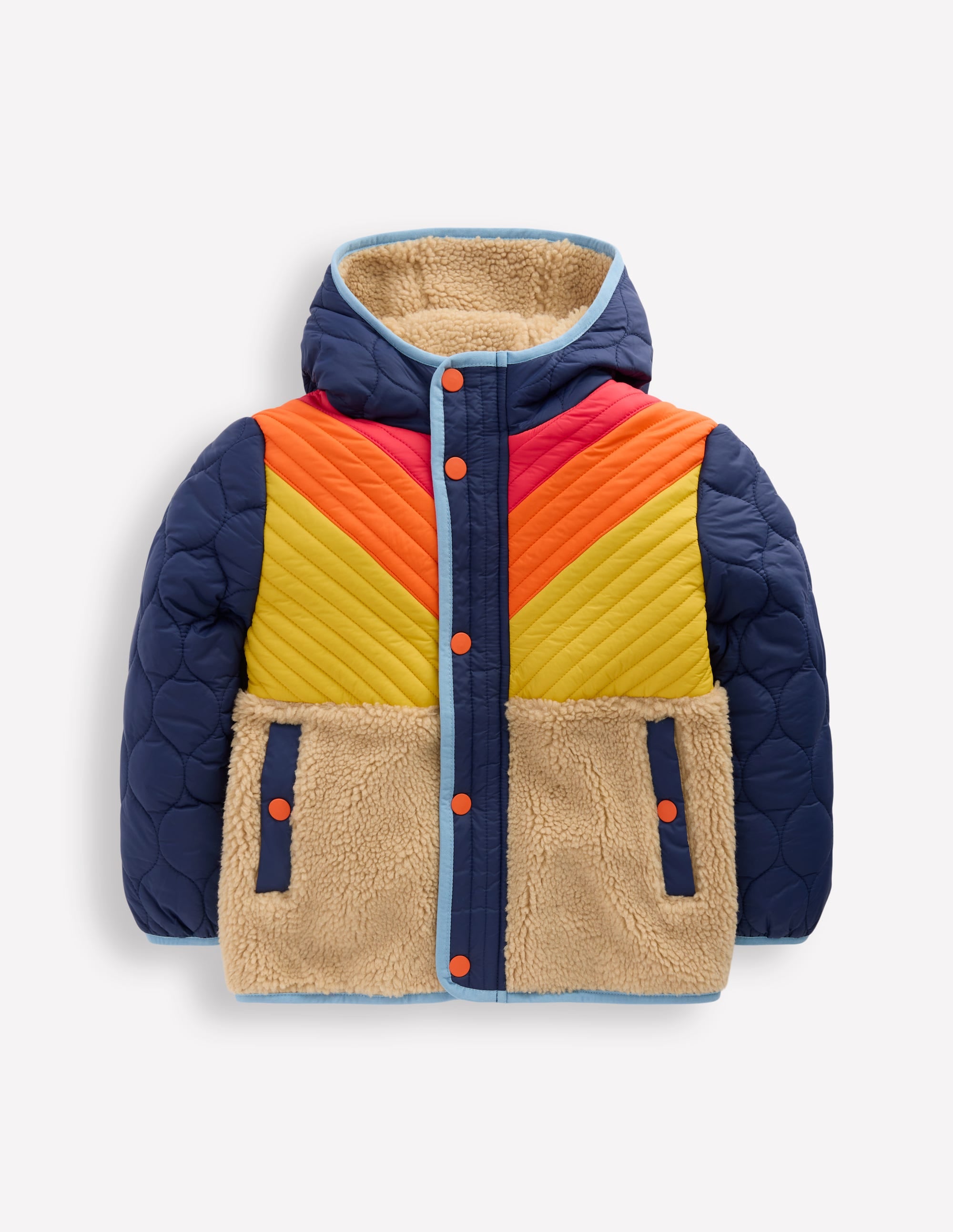 Chevron Borg Jacket-Orange Multi | Boden USA