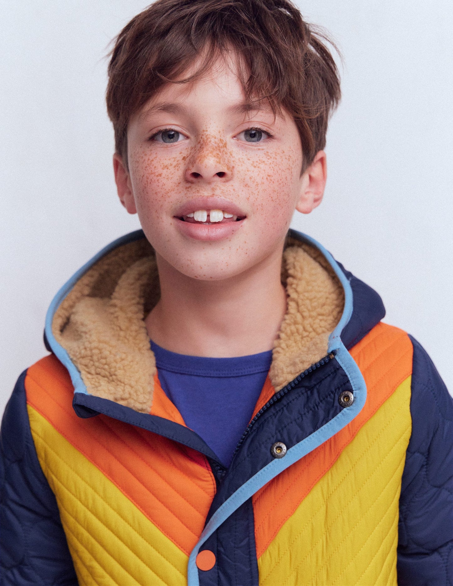 Chevron Borg Jacket-Orange Multi