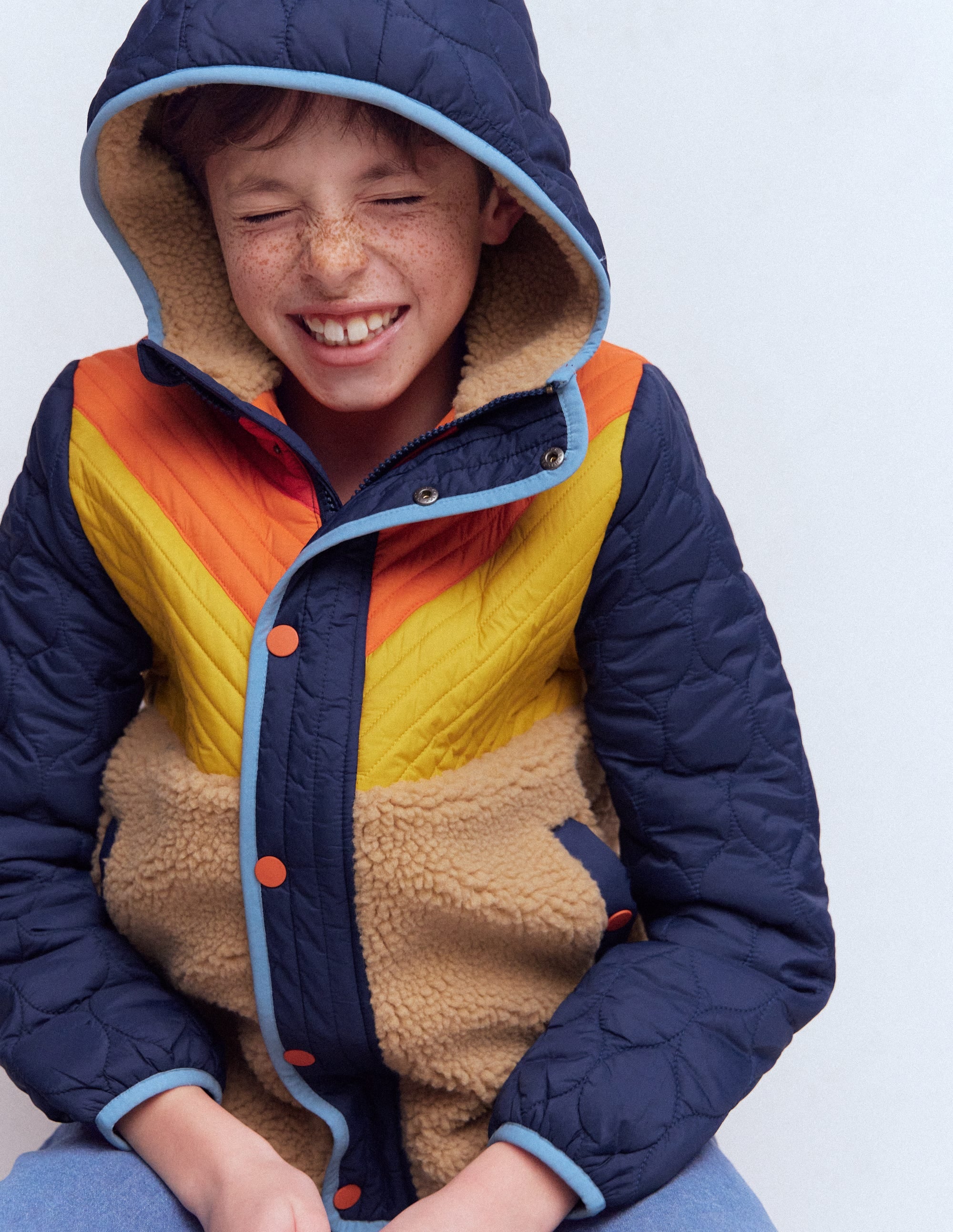 Chevron Borg Jacket - Orange Multi | Boden USA