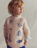Cable Embroidered Sweater-Warm Ivory