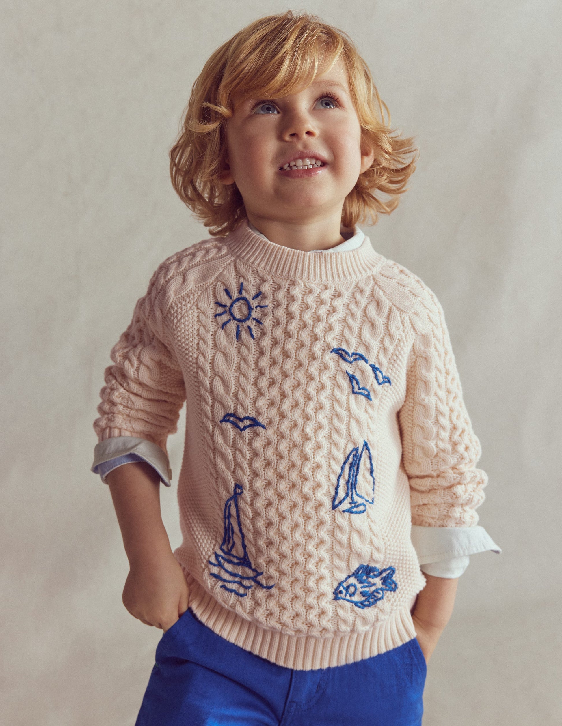 Cable Embroidered Sweater-Warm Ivory-2