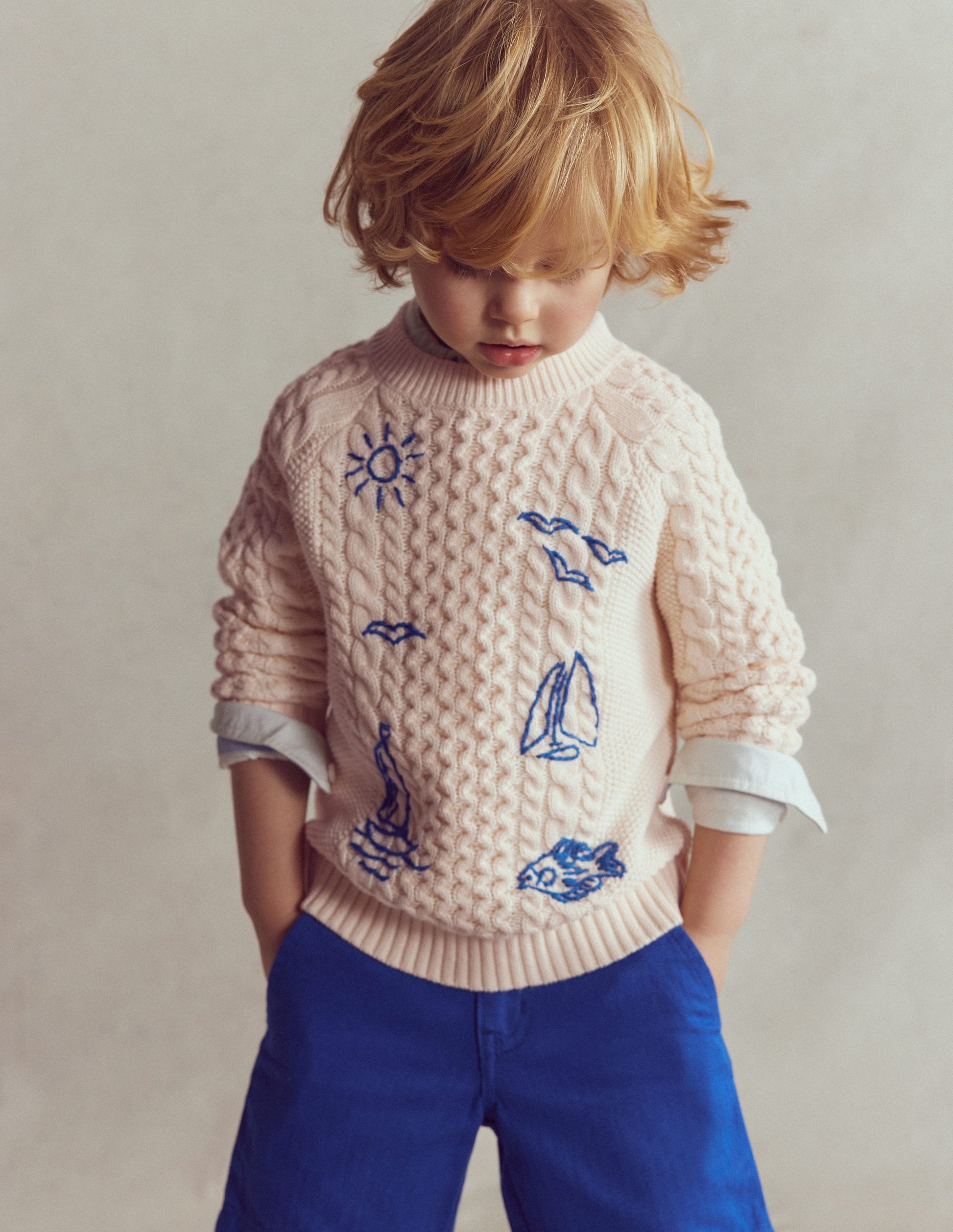 Cable Embroidered Sweater-Warm Ivory-4