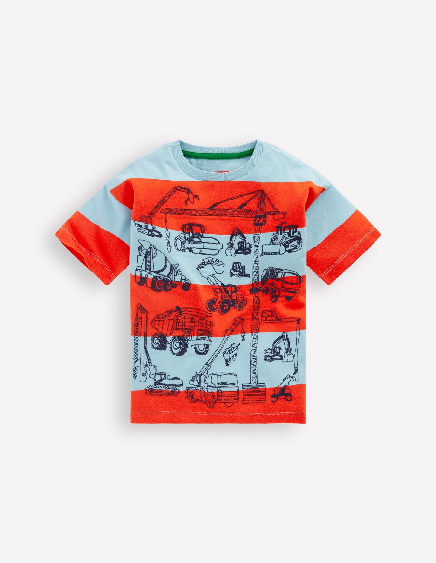 Relaxed Embroidered T-shirt-Construction Vehicles