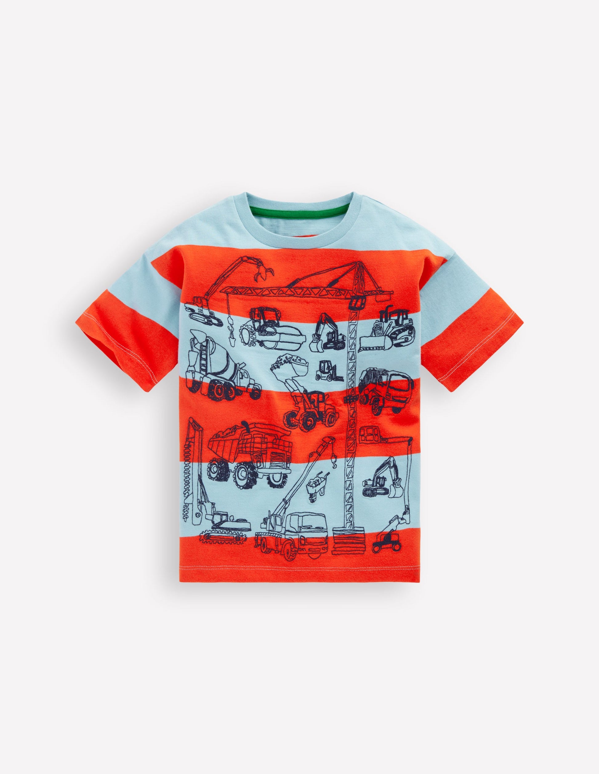 Relaxed Embroidered T-shirt-Construction Vehicles-1
