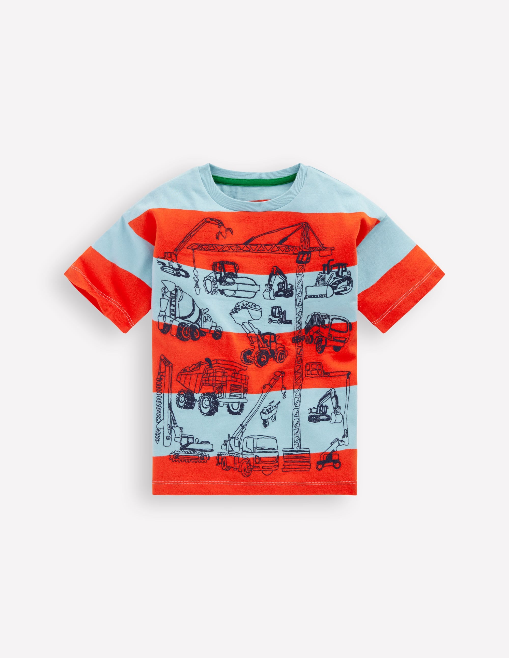 Relaxed Embroidered T-shirt-Construction Vehicles - Image 1