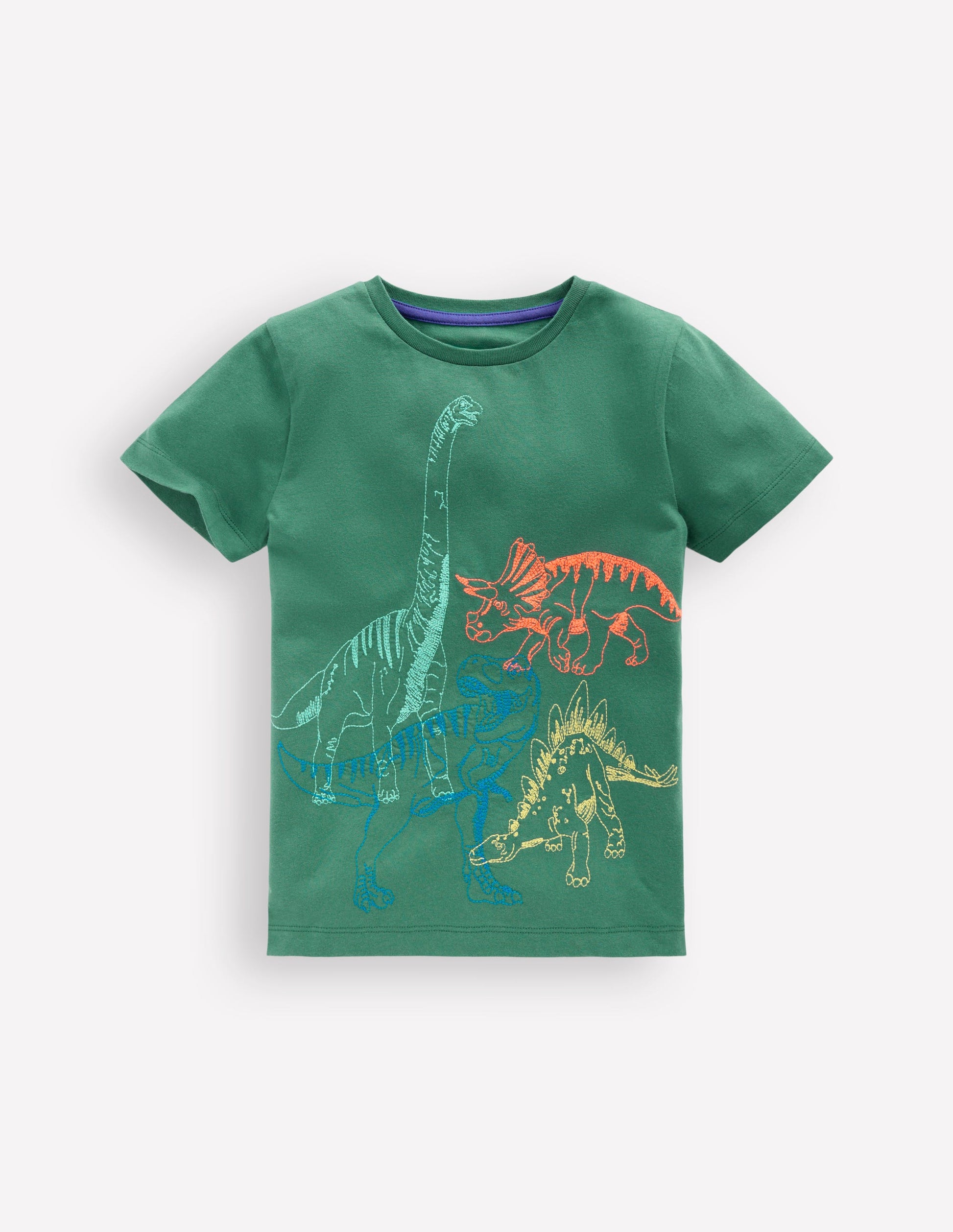 Linear Stitch T-shirt-Spruce Green Dinos-1