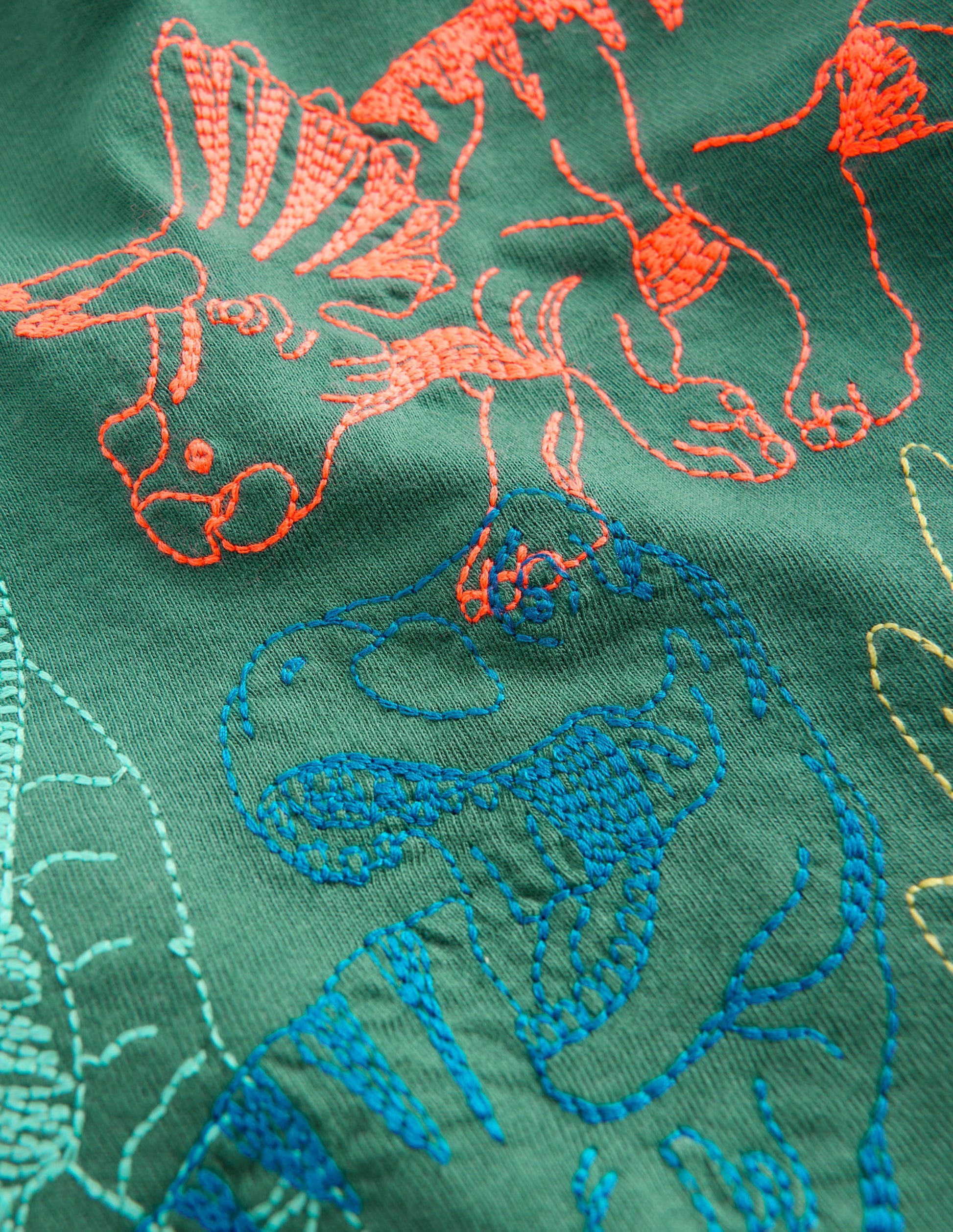 Linear Stitch T-shirt-Spruce Green Dinos-3