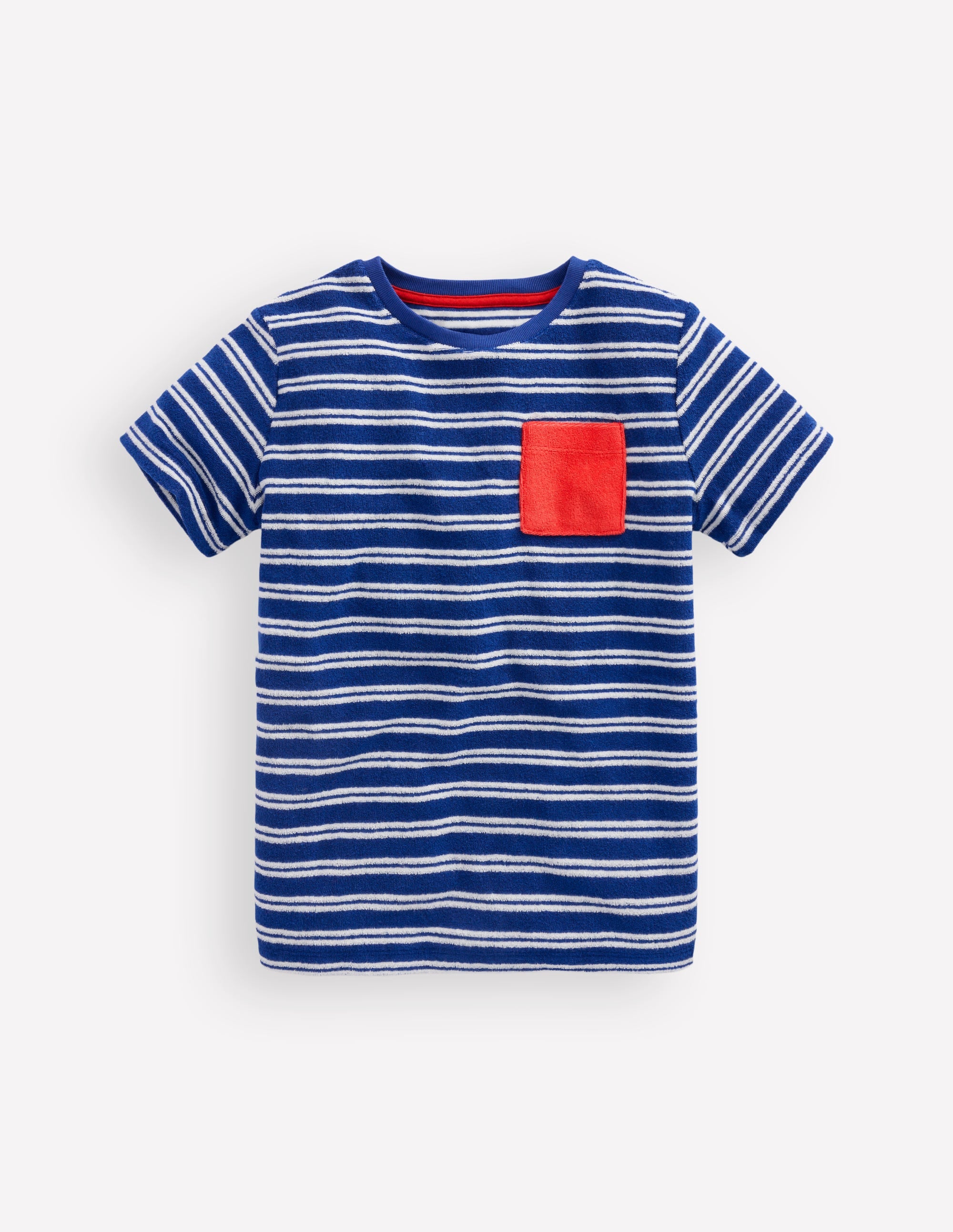 Short Sleeve Towelling T-shirt-Sapphire Blue/Ivory - Image 1