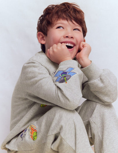 Badge Sweatshirt-GREY MARL-5