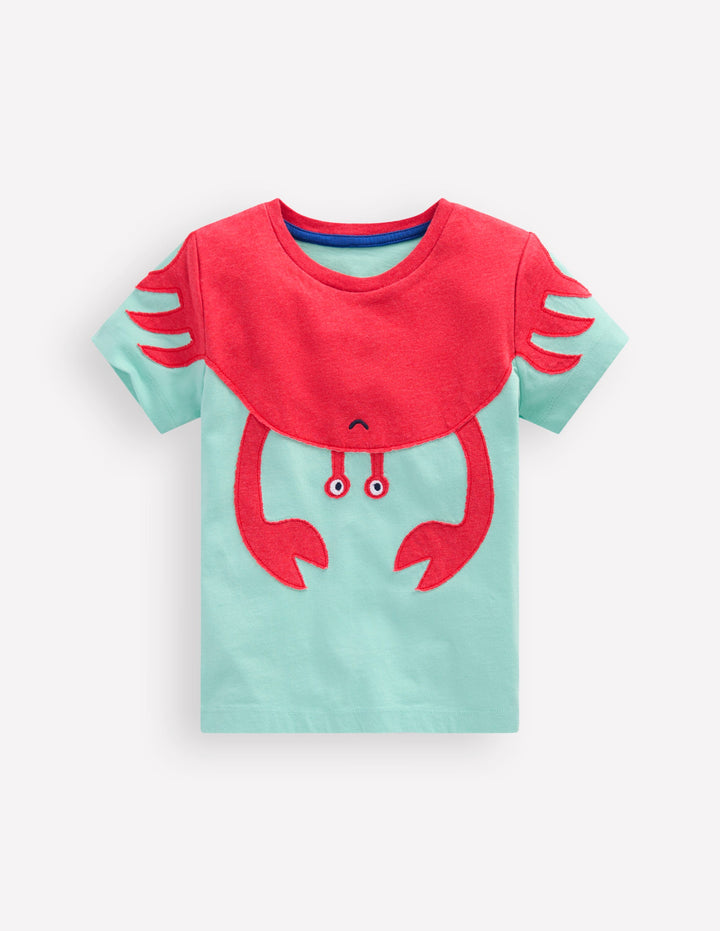 Short Sleeve Fun Appliqué Tee-Spearmint Crab