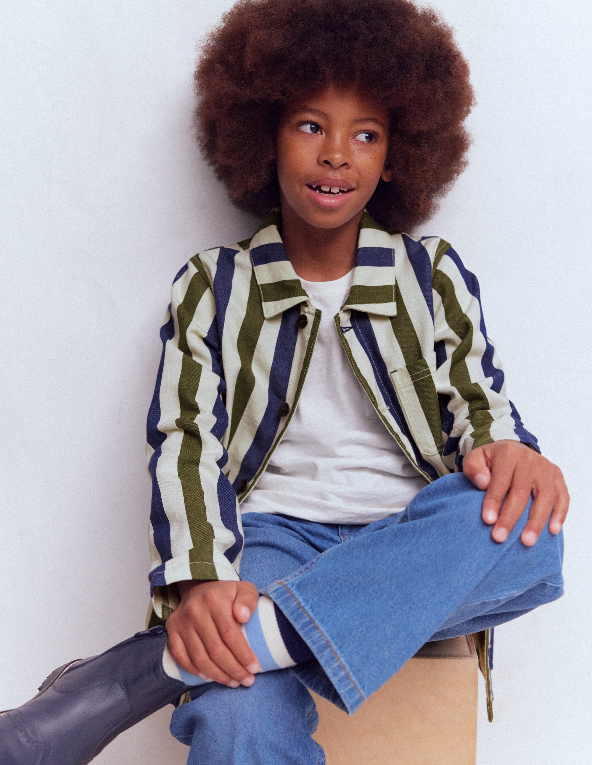 Twill Jacket-Blue and Green Stripe - Image 1