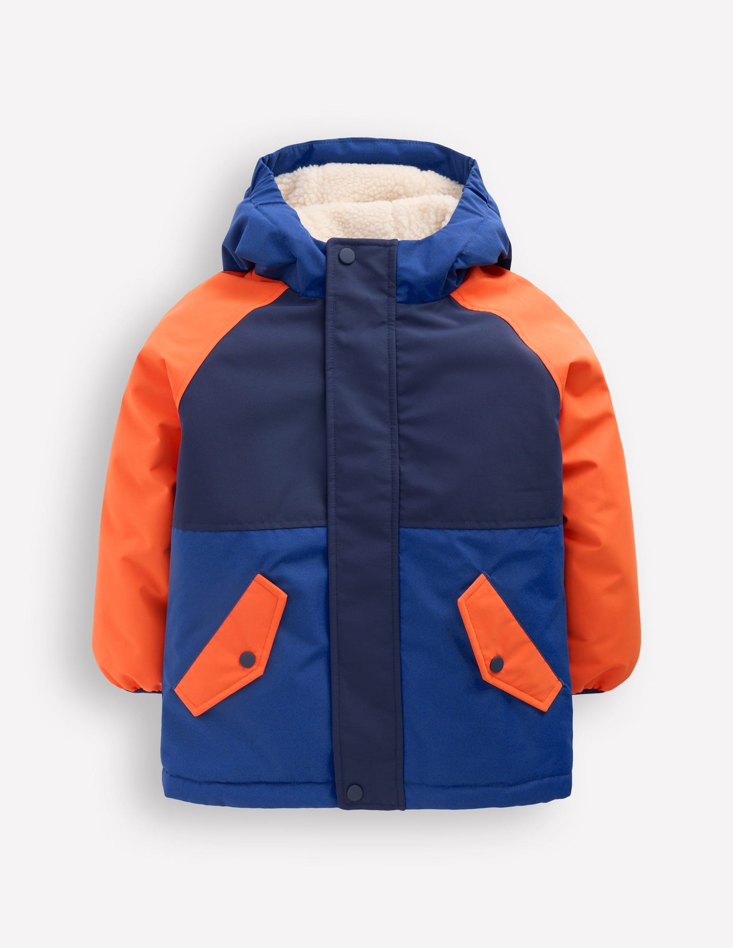 Boys Borg Lined Anorak-Orange Colour Block