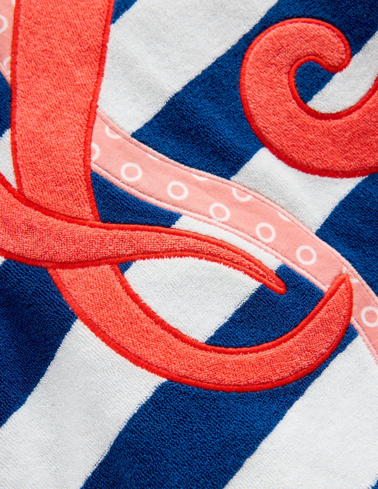 Appliqué Towelling Throw-on-Stripe Octopus