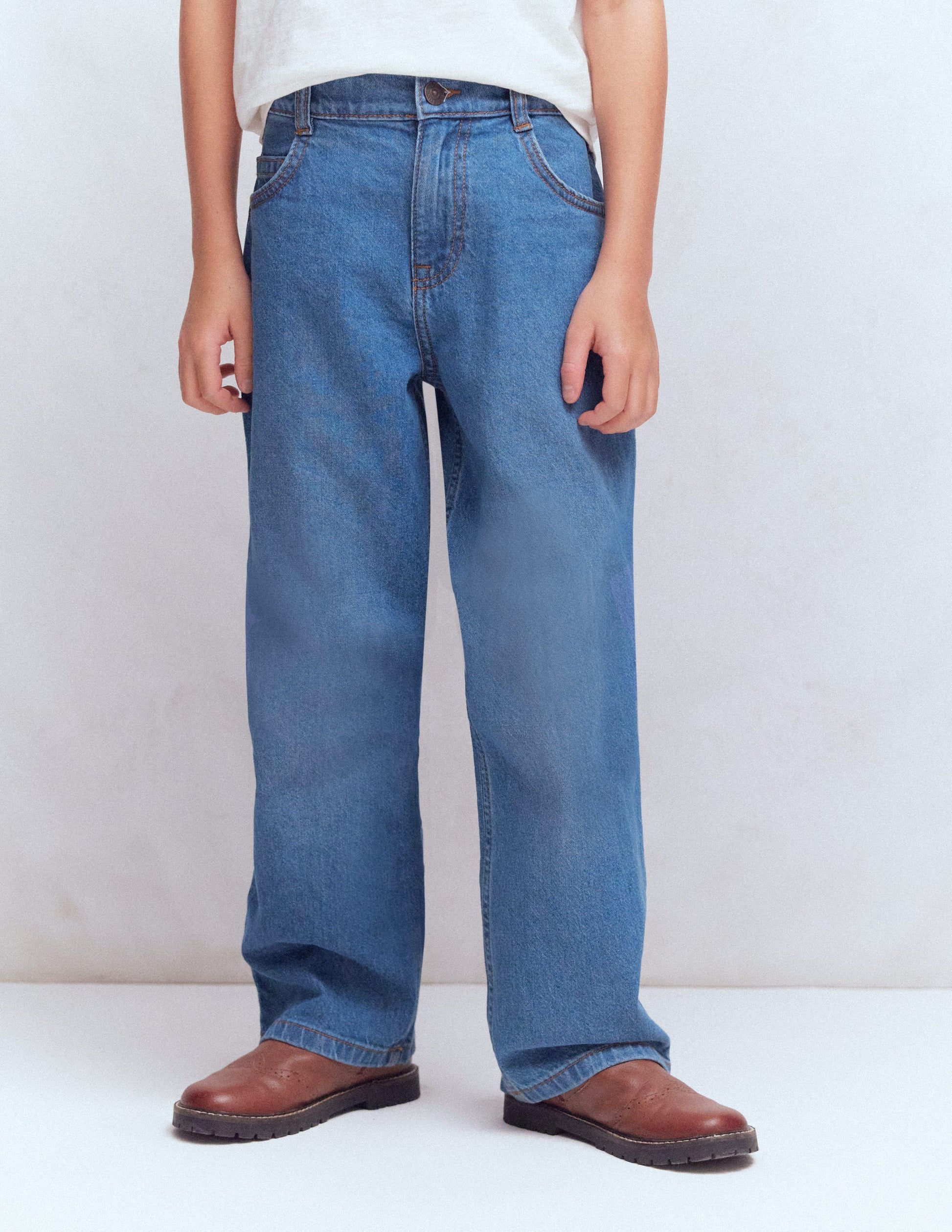Relaxed Straight Jeans-Mid Wash-3