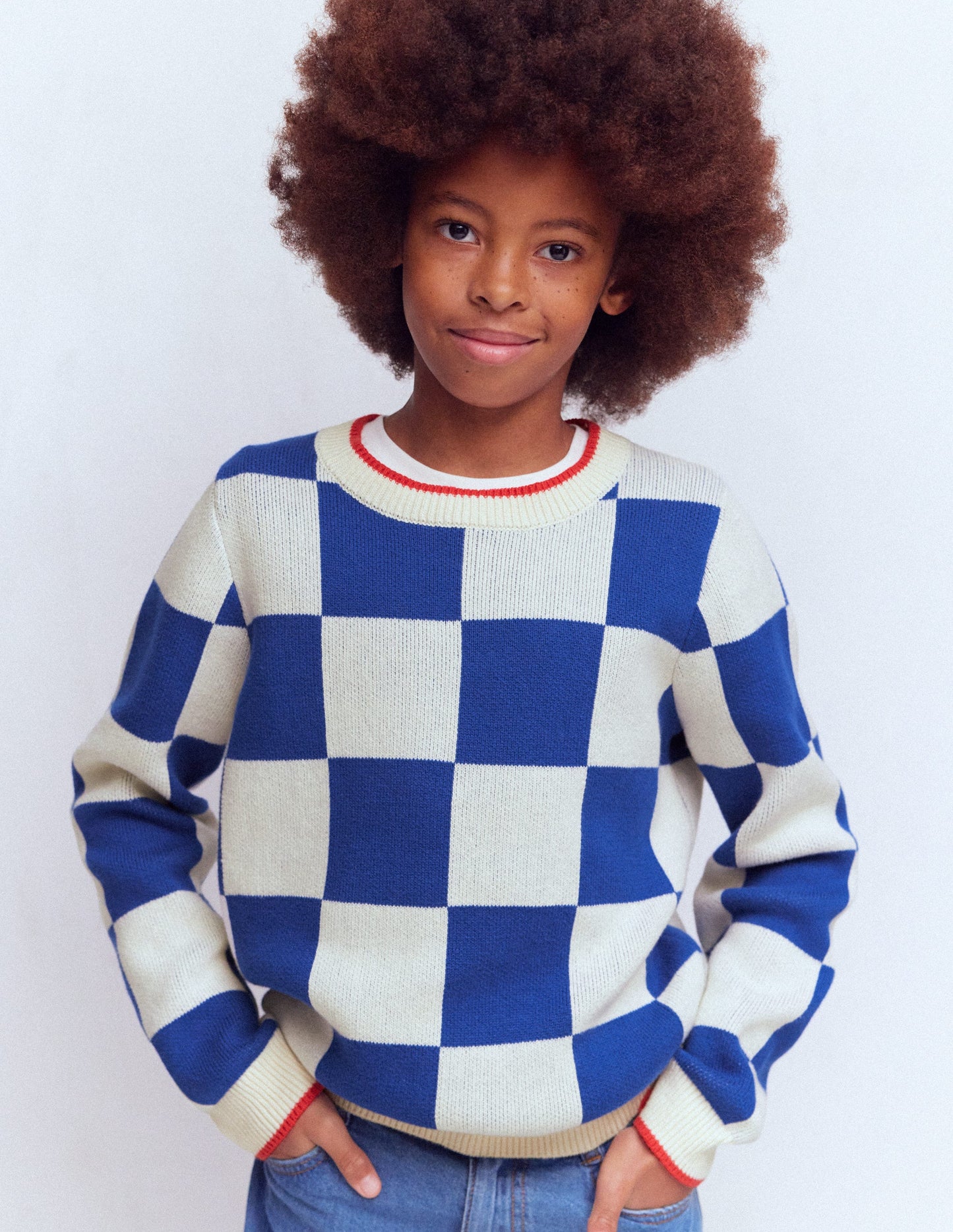 Graphic Sweater-Surf the Web Checkerboard