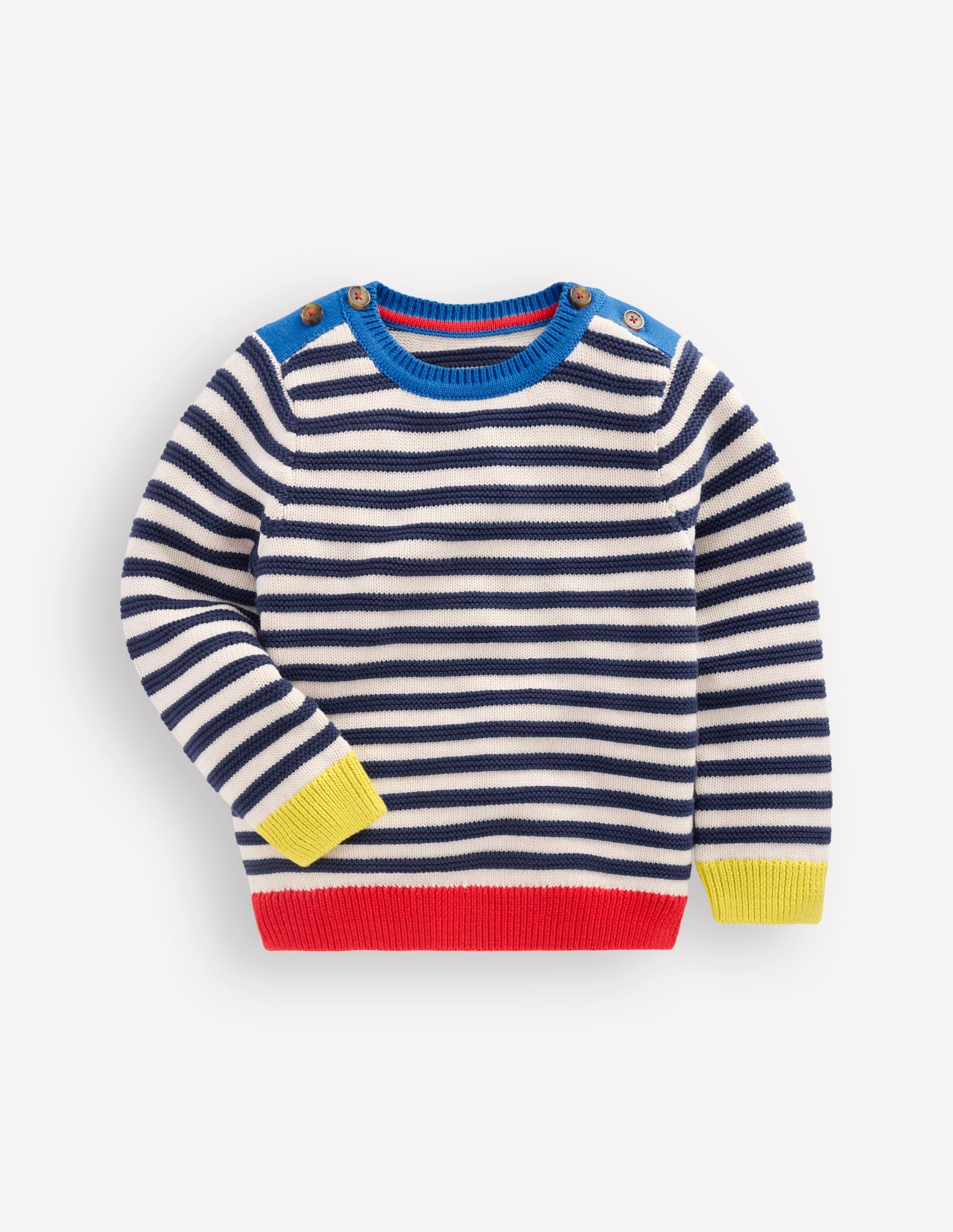 Chunky Sweater-Navy Marl and Ecru Stripe - Image 4